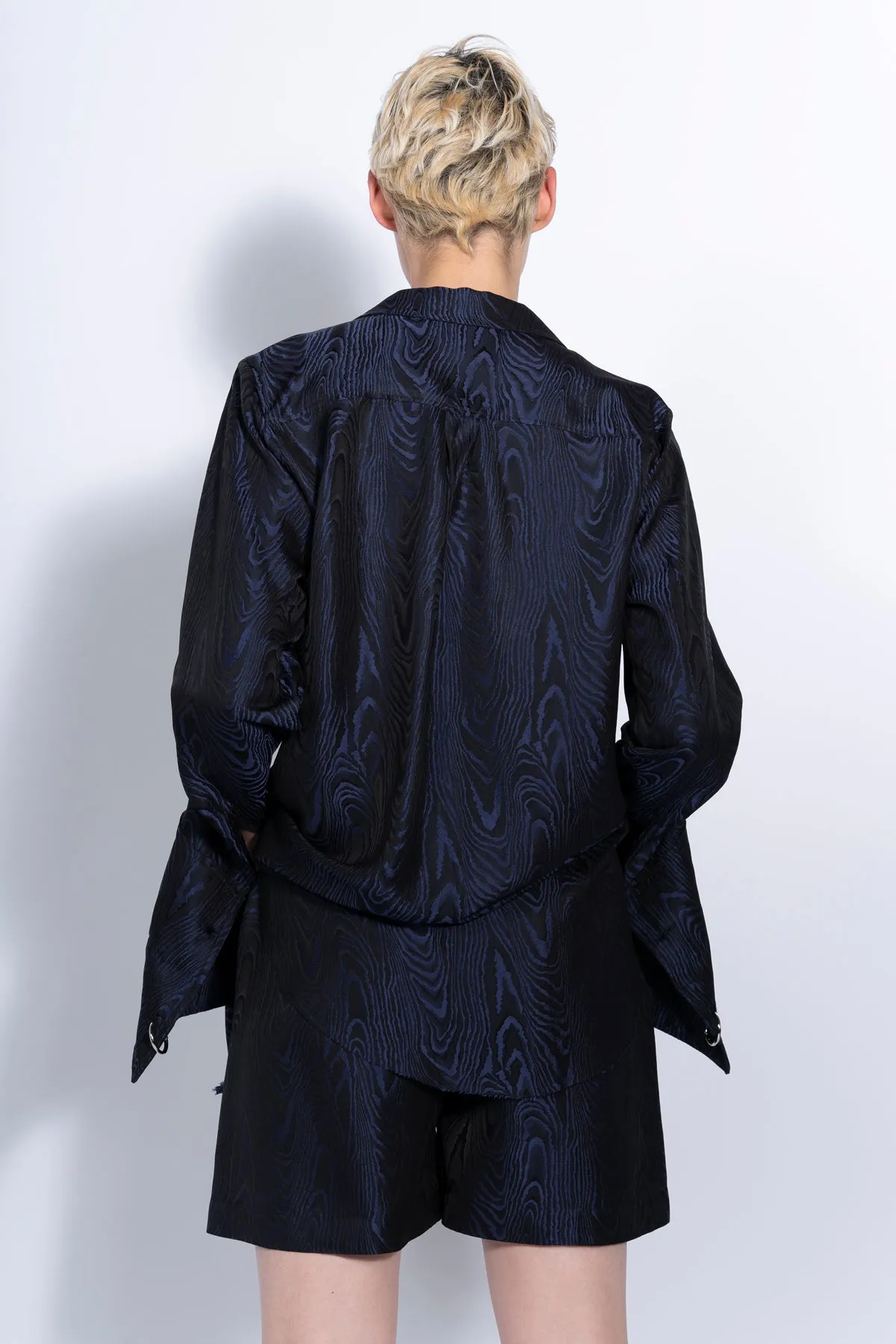 NAVY EMBROIDERED PYJAMA SHIRT