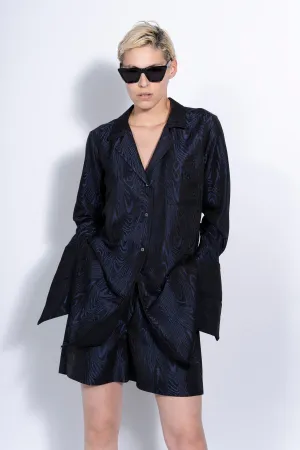 NAVY EMBROIDERED PYJAMA SHIRT