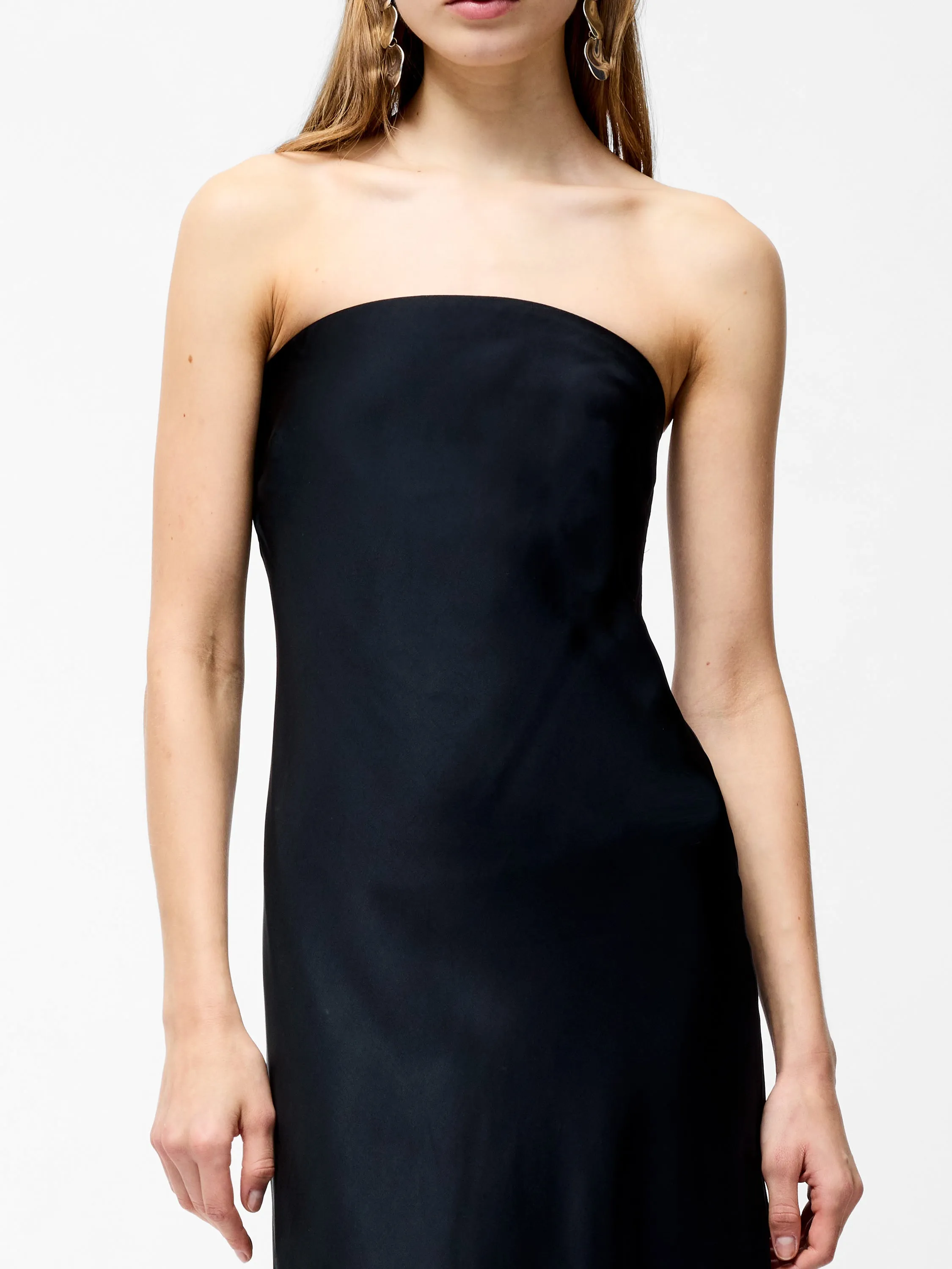 Oona Satin Bandeau Midi Dress