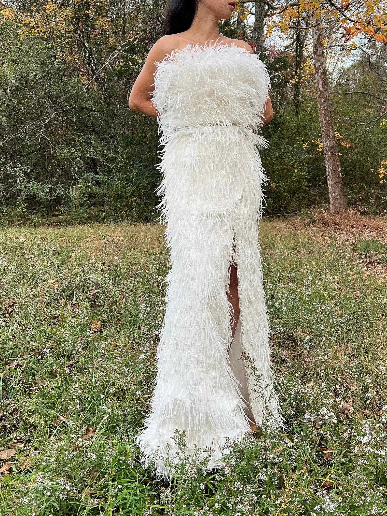 Ostrich Strapless Feather Dress - S/4/6