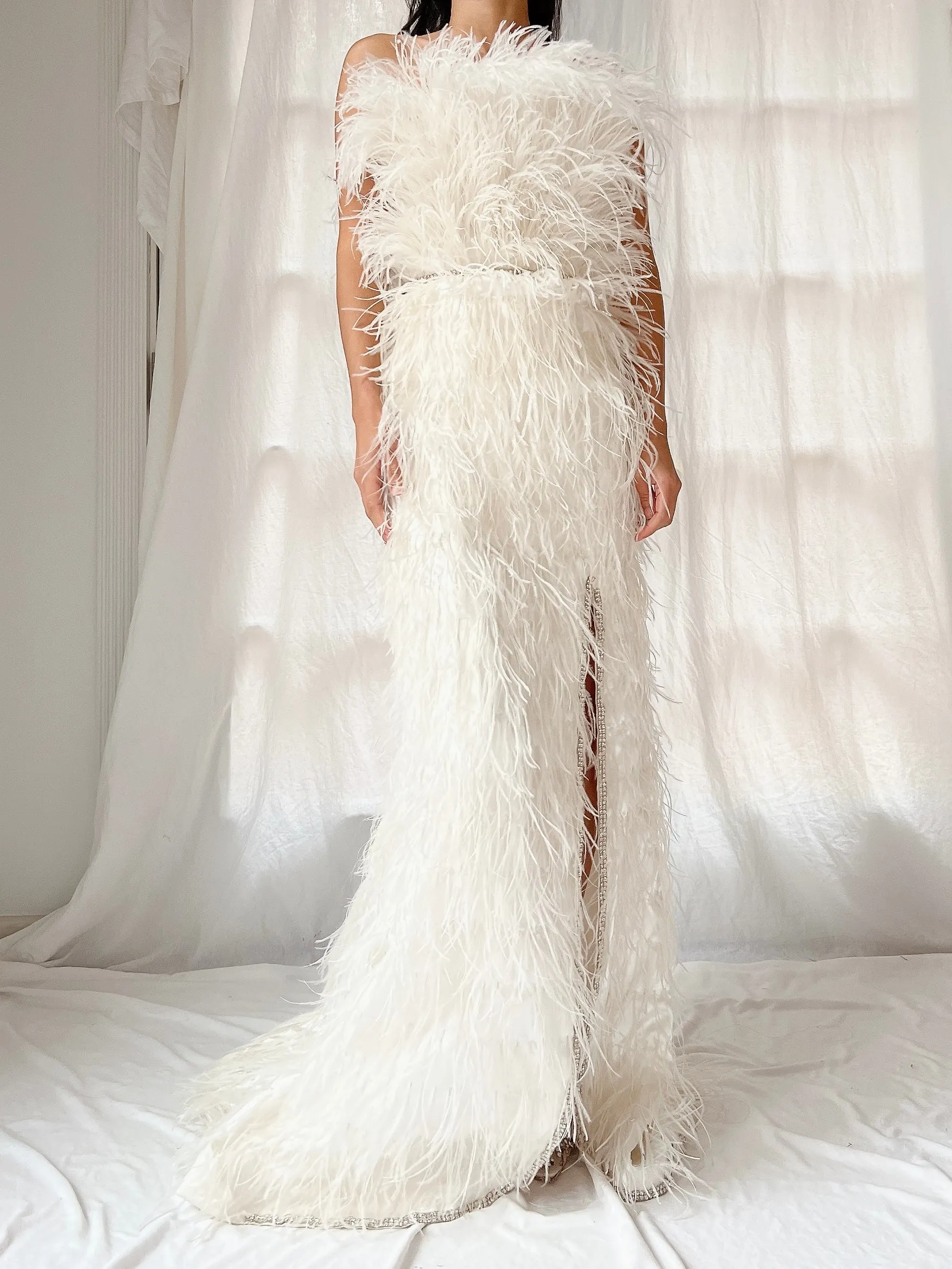 Ostrich Strapless Feather Dress - S/4/6
