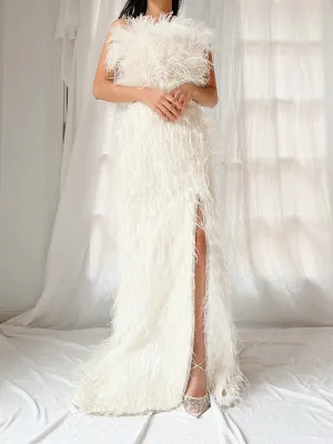 Ostrich Strapless Feather Dress - S/4/6