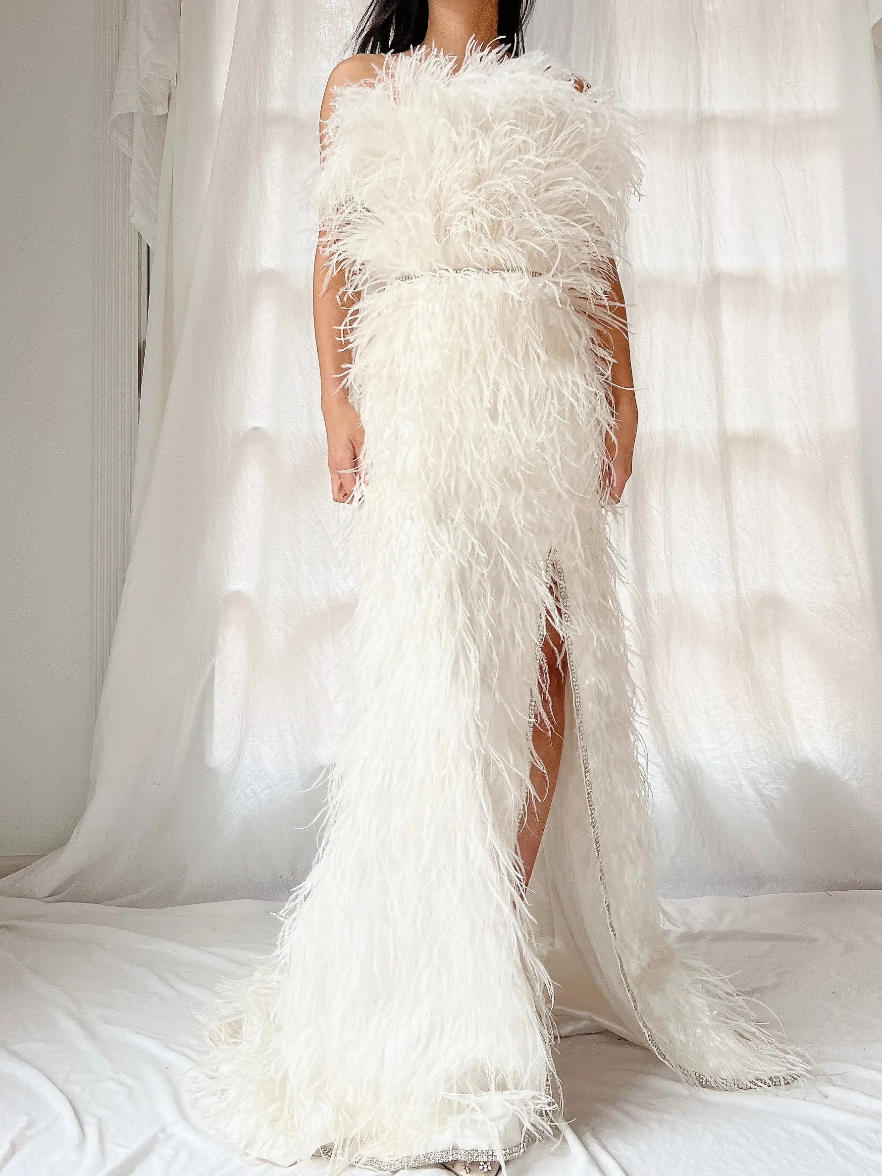 Ostrich Strapless Feather Dress - S/4/6