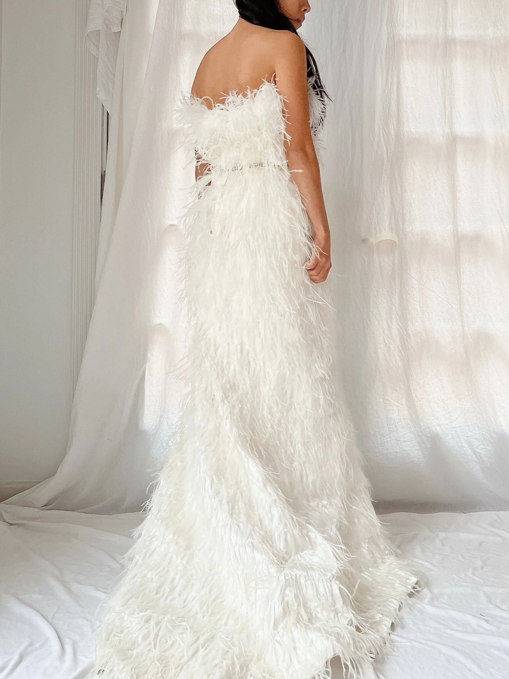 Ostrich Strapless Feather Dress - S/4/6