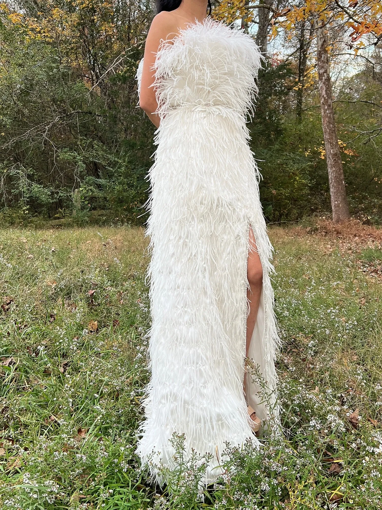Ostrich Strapless Feather Dress - S/4/6