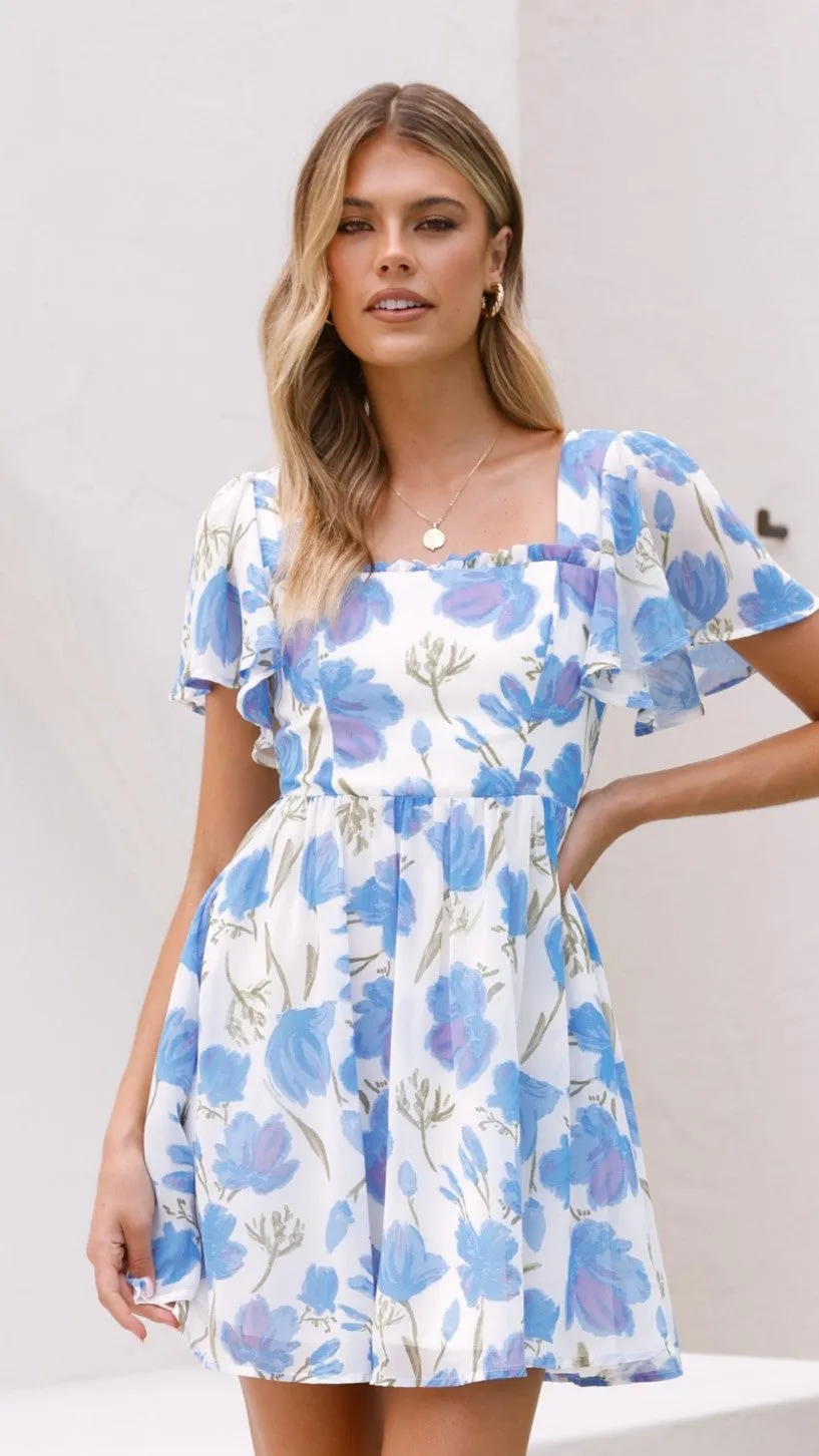Pasha Mini Dress - Blue Bell Floral