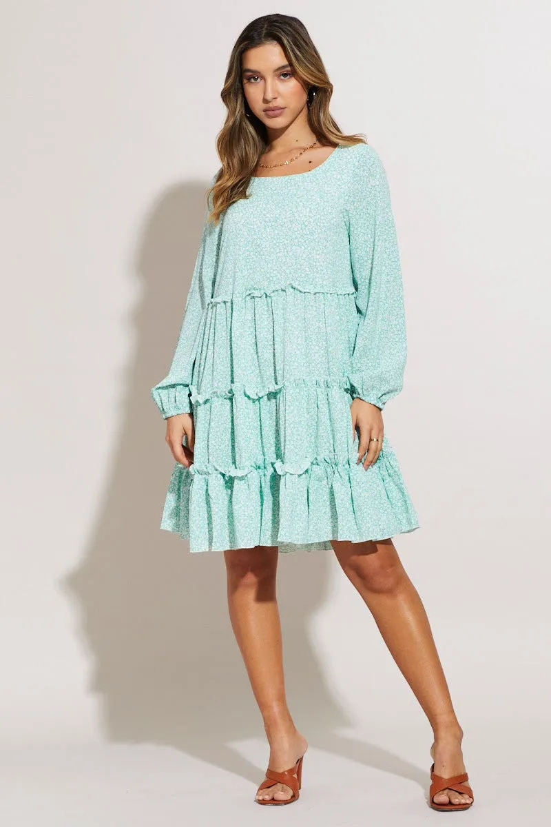 Print Mini Dress Long Sleeve