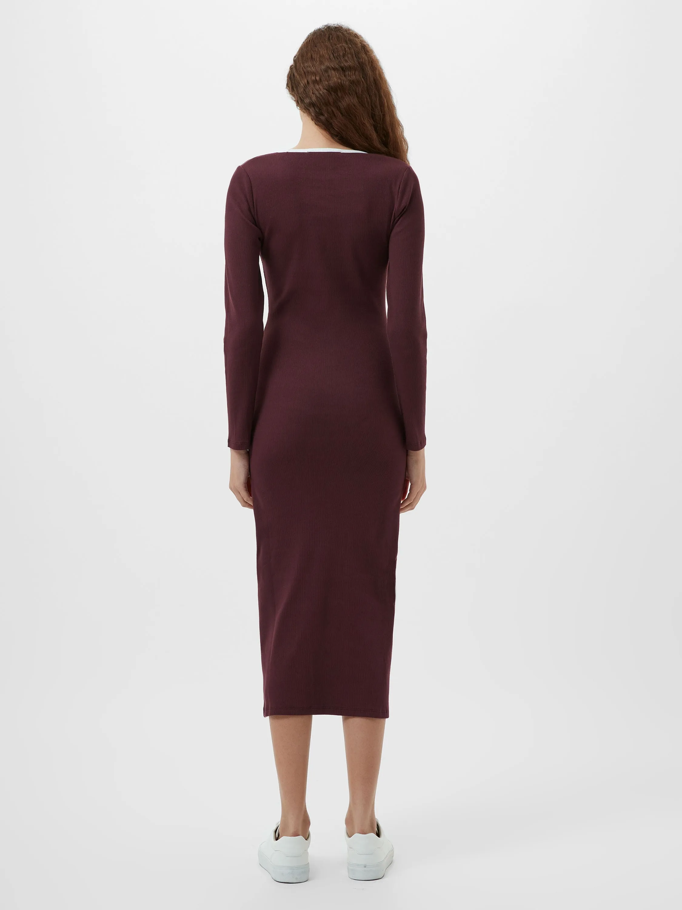 Rassia Rib Square Neck Midi Dress