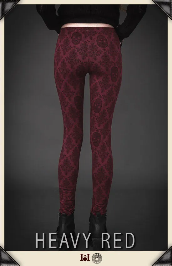 Red Sugar Skull Leggings