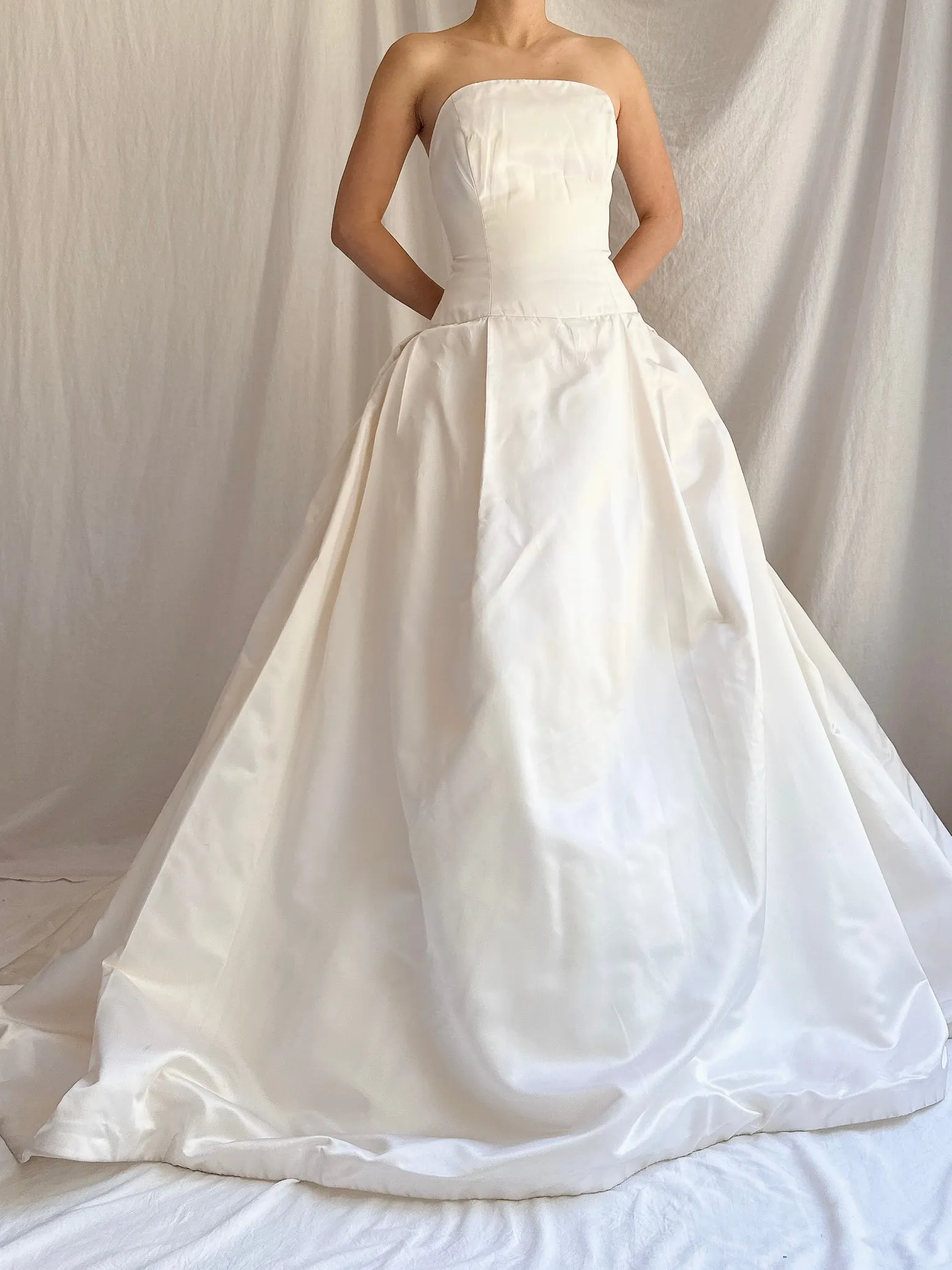 Reserved Vintage Silk/Rayon Satin Dropped Waist Gown - S