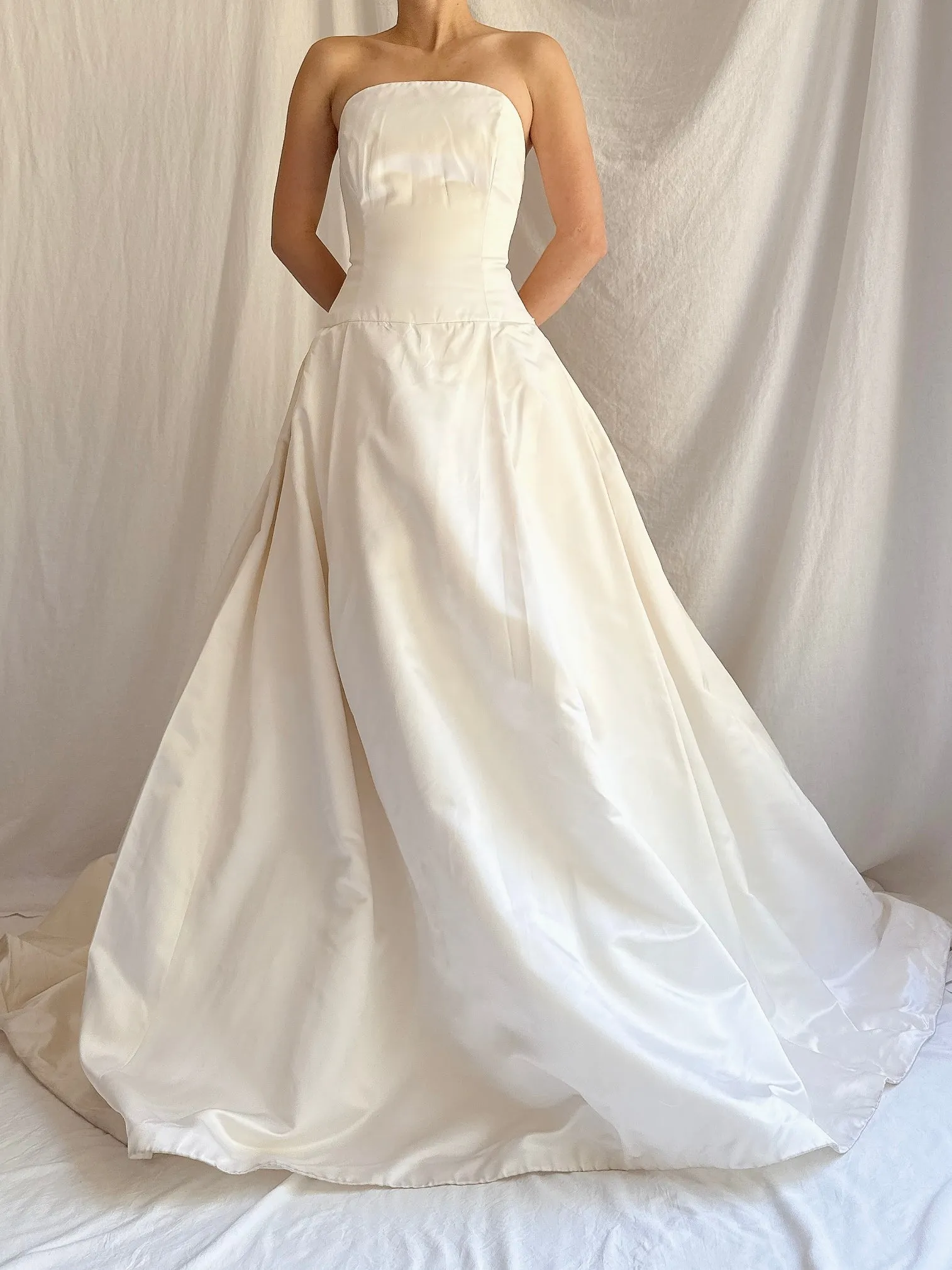 Reserved Vintage Silk/Rayon Satin Dropped Waist Gown - S