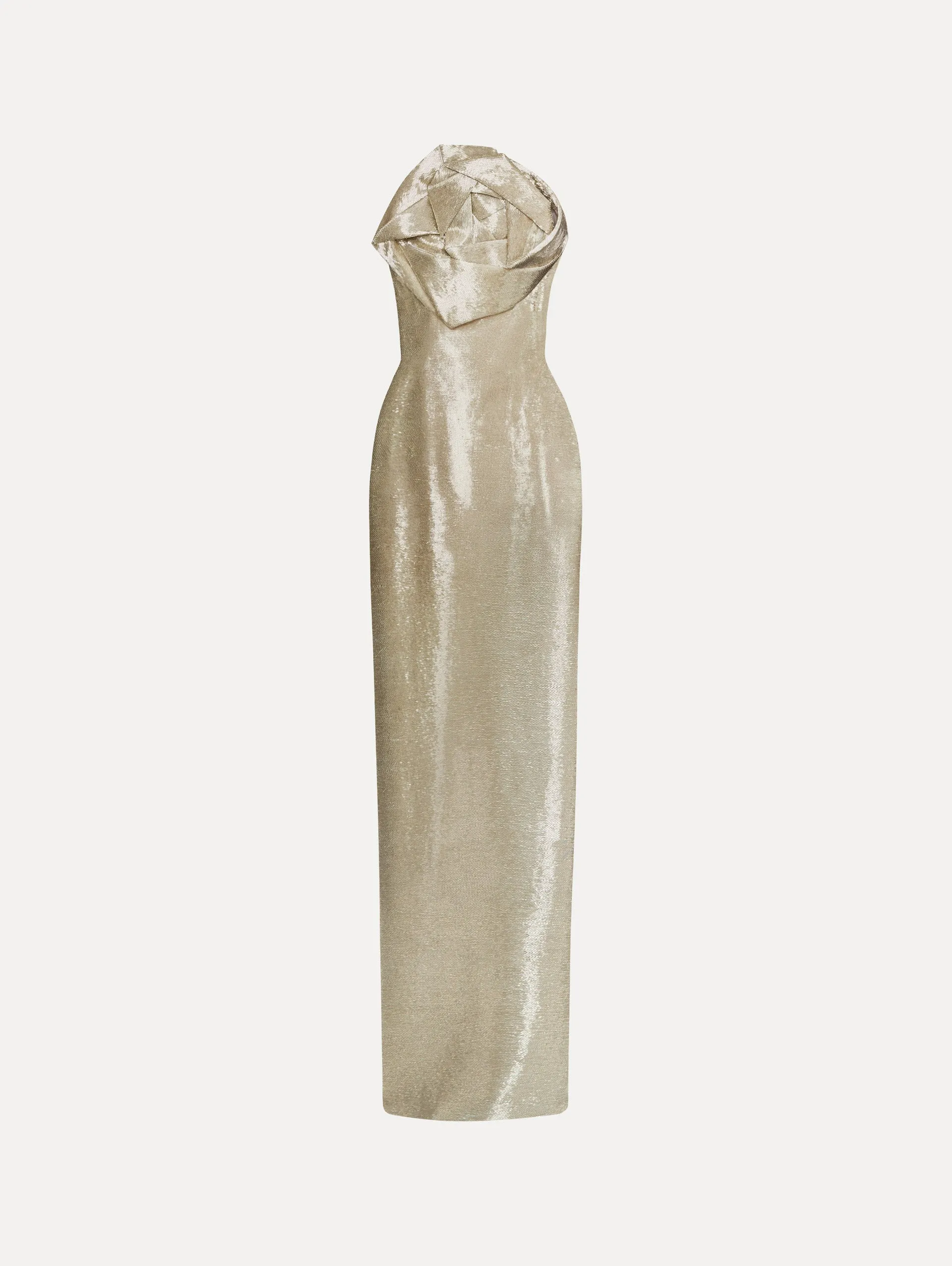 Rosette Bugle Bead Column Gown
