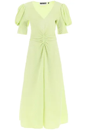 ROTATE V-Neck Ruched Midi Dress