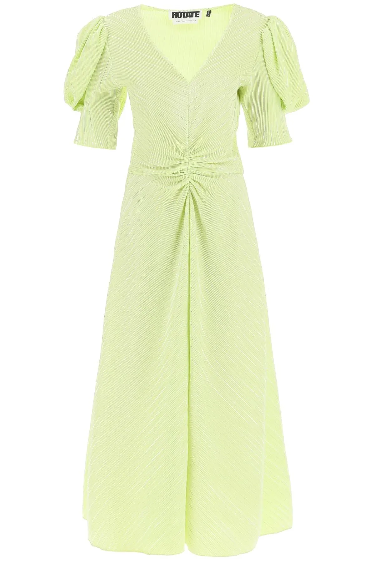ROTATE V-Neck Ruched Midi Dress