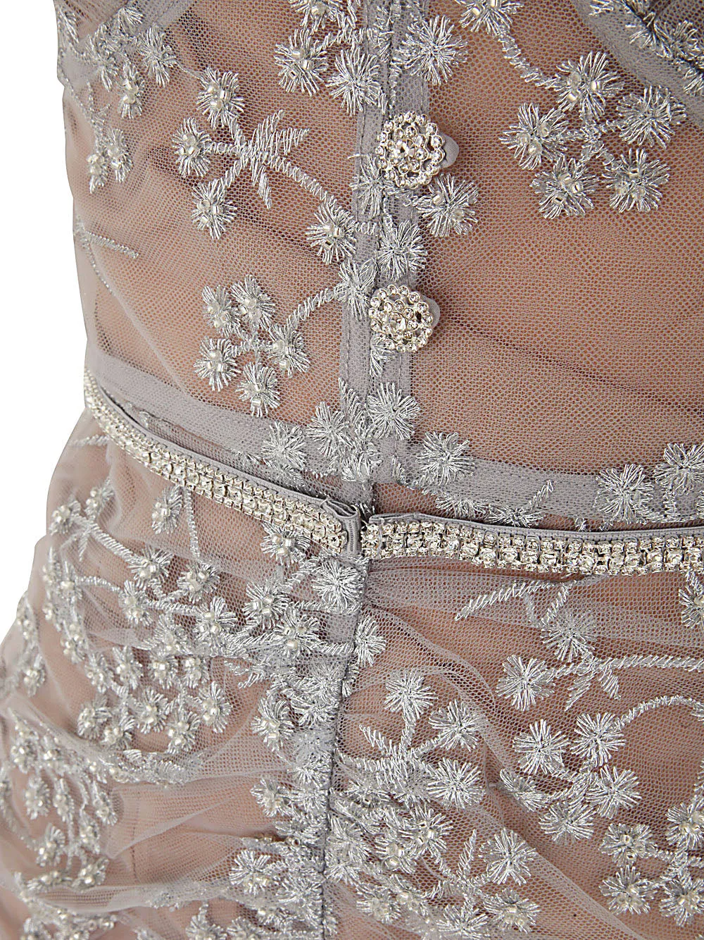 Self-Portrait Blossom-Embroidered Fitted Midi Dress