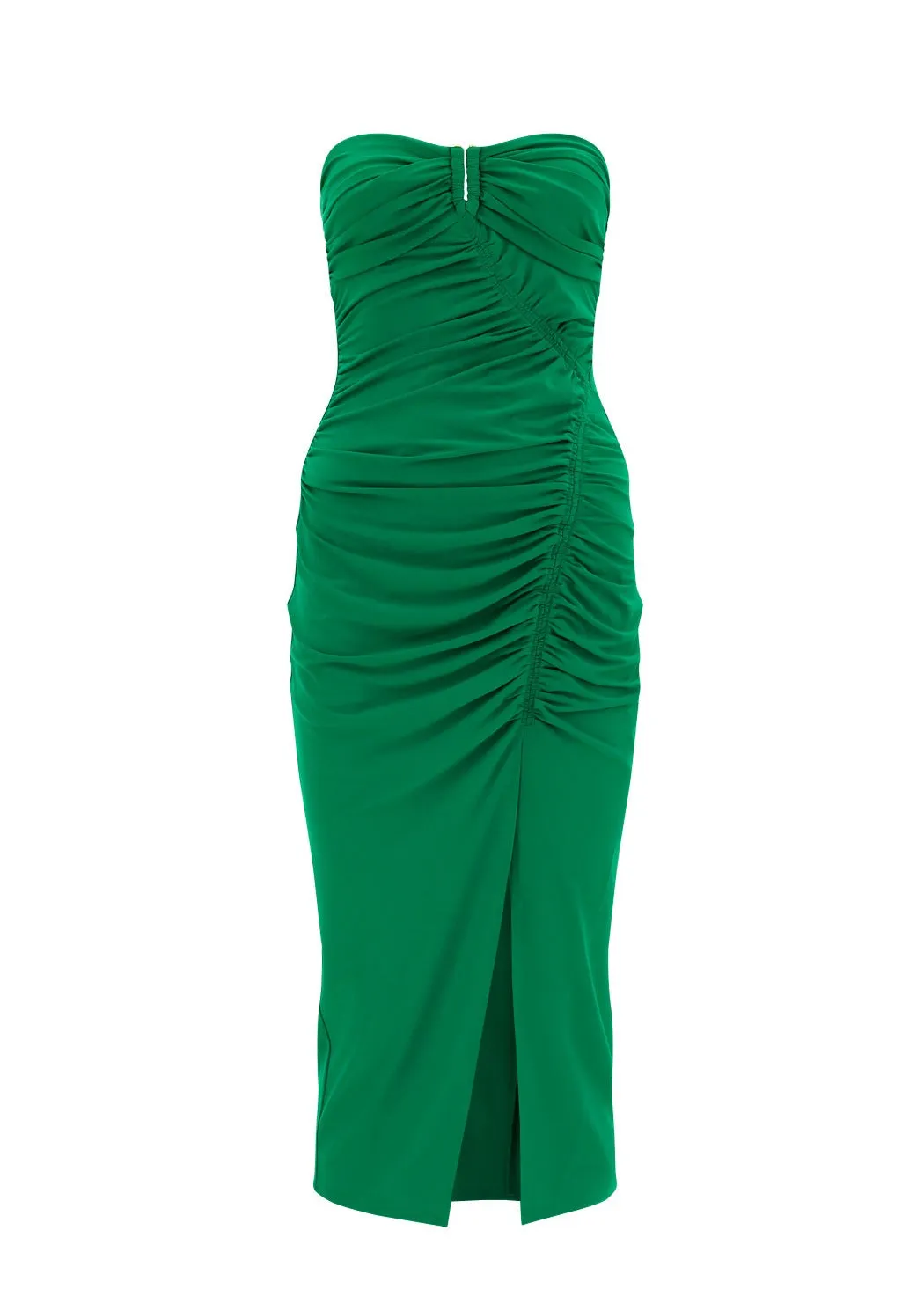Self-Portrait Jersey Strapless Ruched Midi Dress