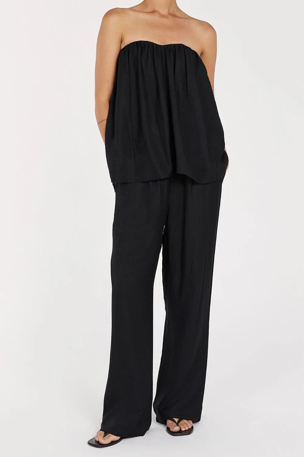 SHANIYA BLACK LINEN BLEND PANT