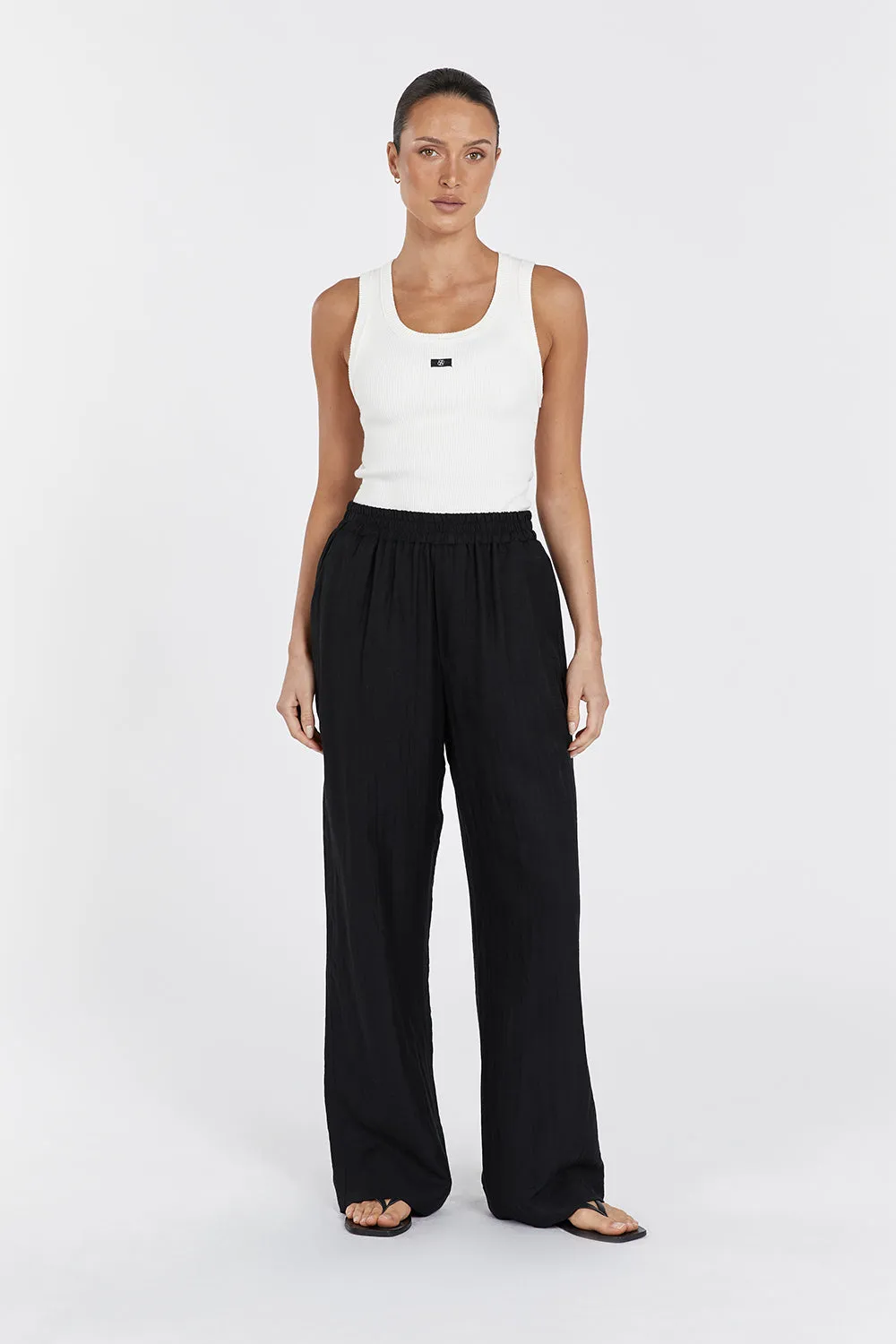 SHANIYA BLACK LINEN BLEND PANT