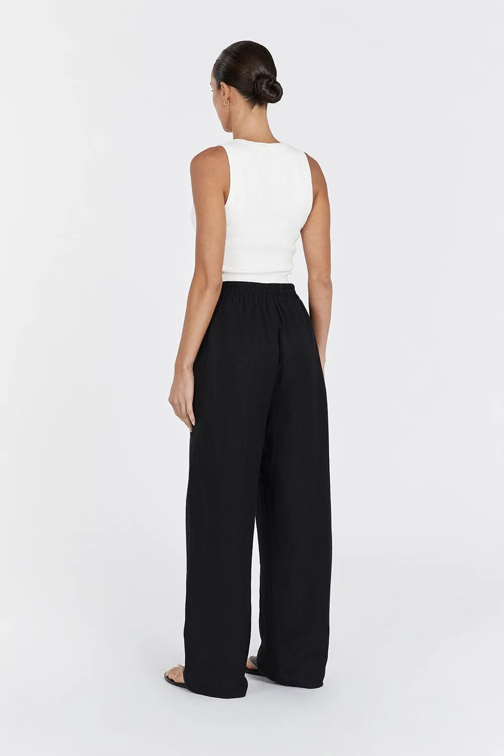 SHANIYA BLACK LINEN BLEND PANT