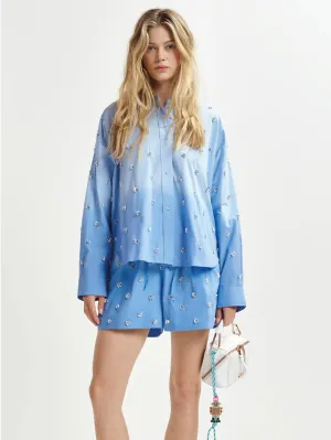 Shirt with Gradient Color and Blue Sequins