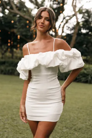 Sia Ruffle Mini Dress - White