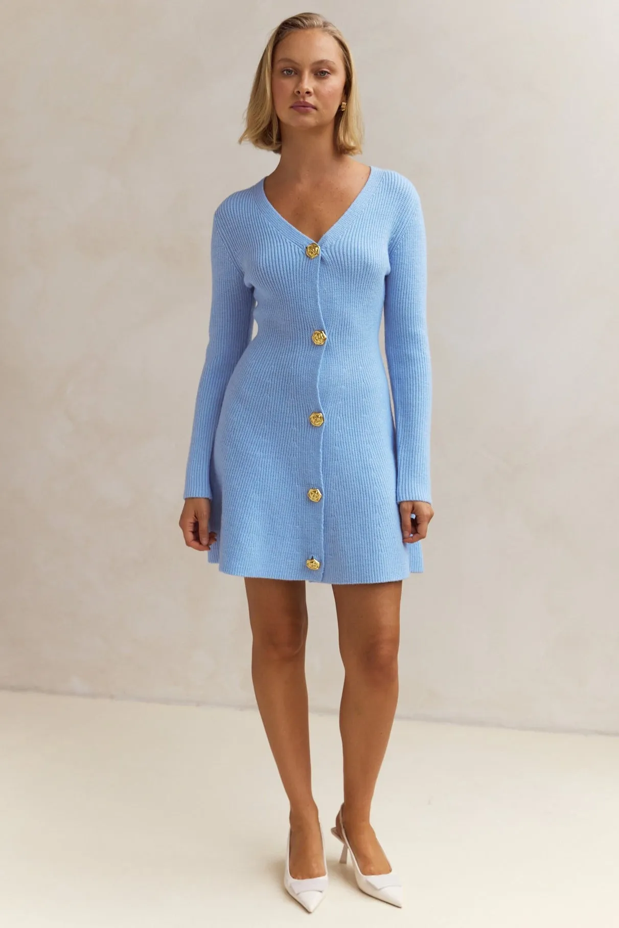Sienna Knit Mini Dress (Blue)