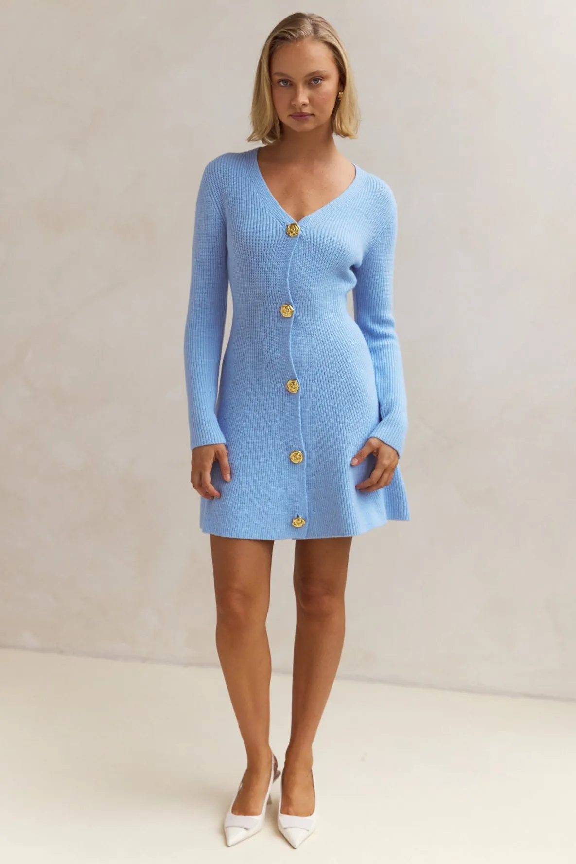 Sienna Knit Mini Dress (Blue)