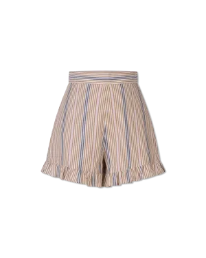 Striped Poplin Mini Shorts