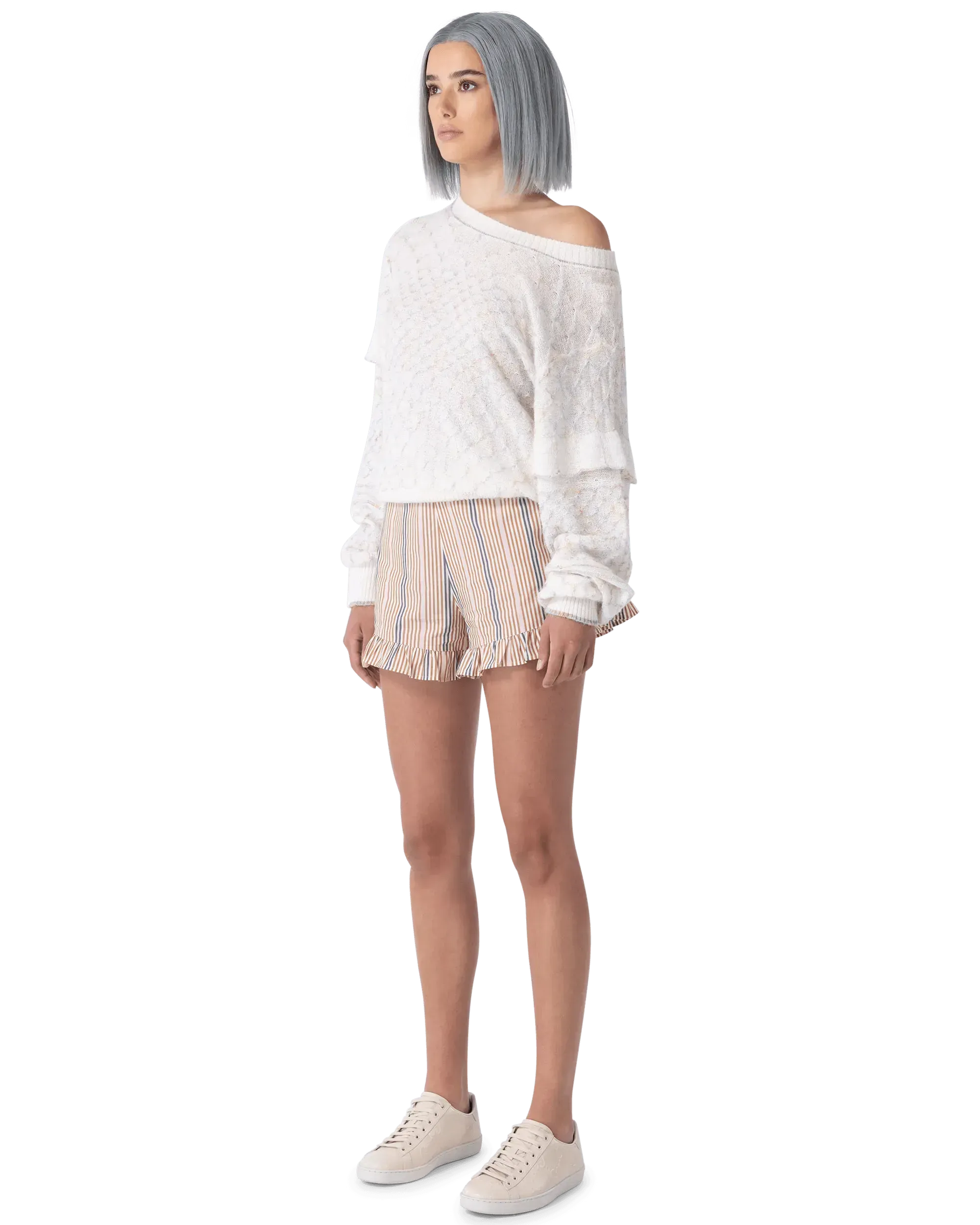 Striped Poplin Mini Shorts