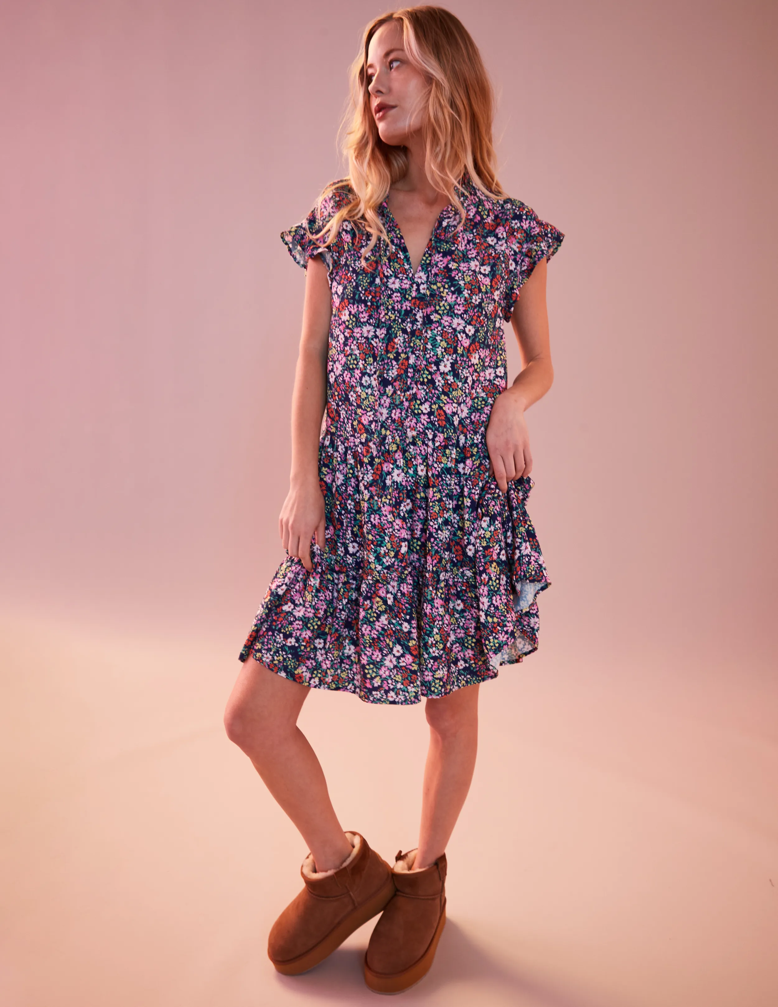 Sundry Mini Field Dress in Deep Navy