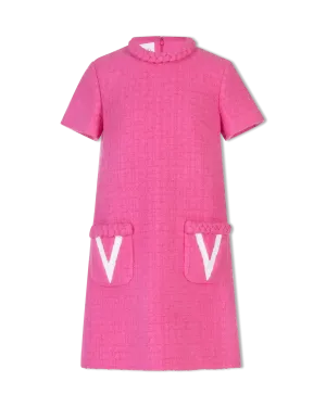 V Logo Tweed Mini Dress