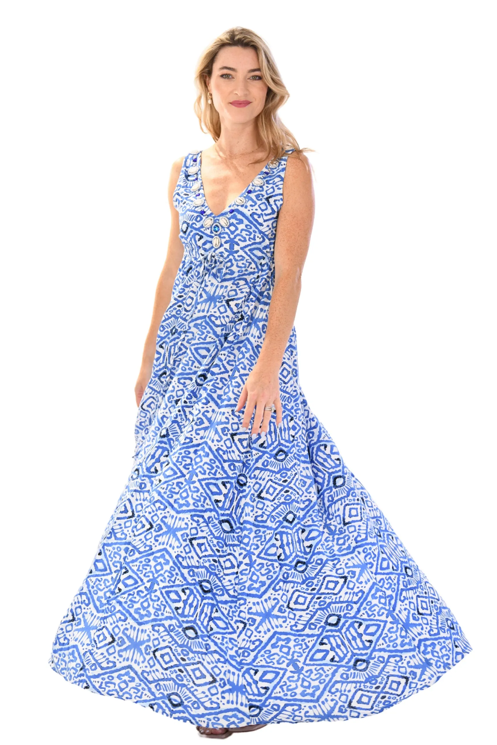 Venus Dress / Dark Blue Ikat