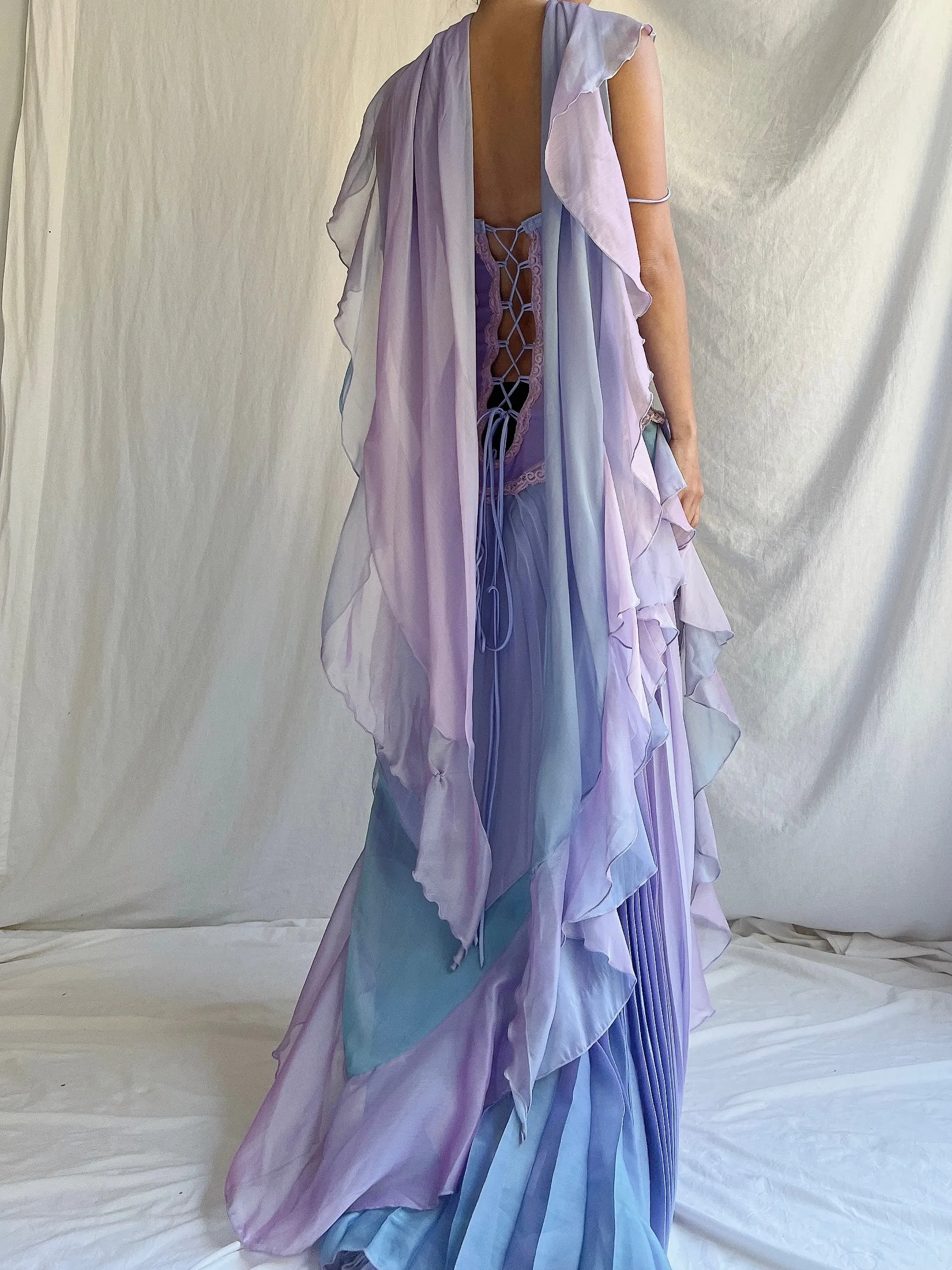 Vintage Catwalk Collection Lavender Pleated 2-Piece Set - One Size