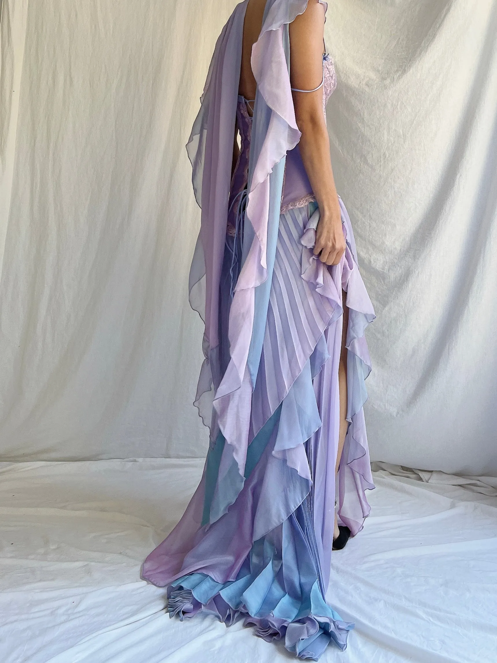 Vintage Catwalk Collection Lavender Pleated 2-Piece Set - One Size