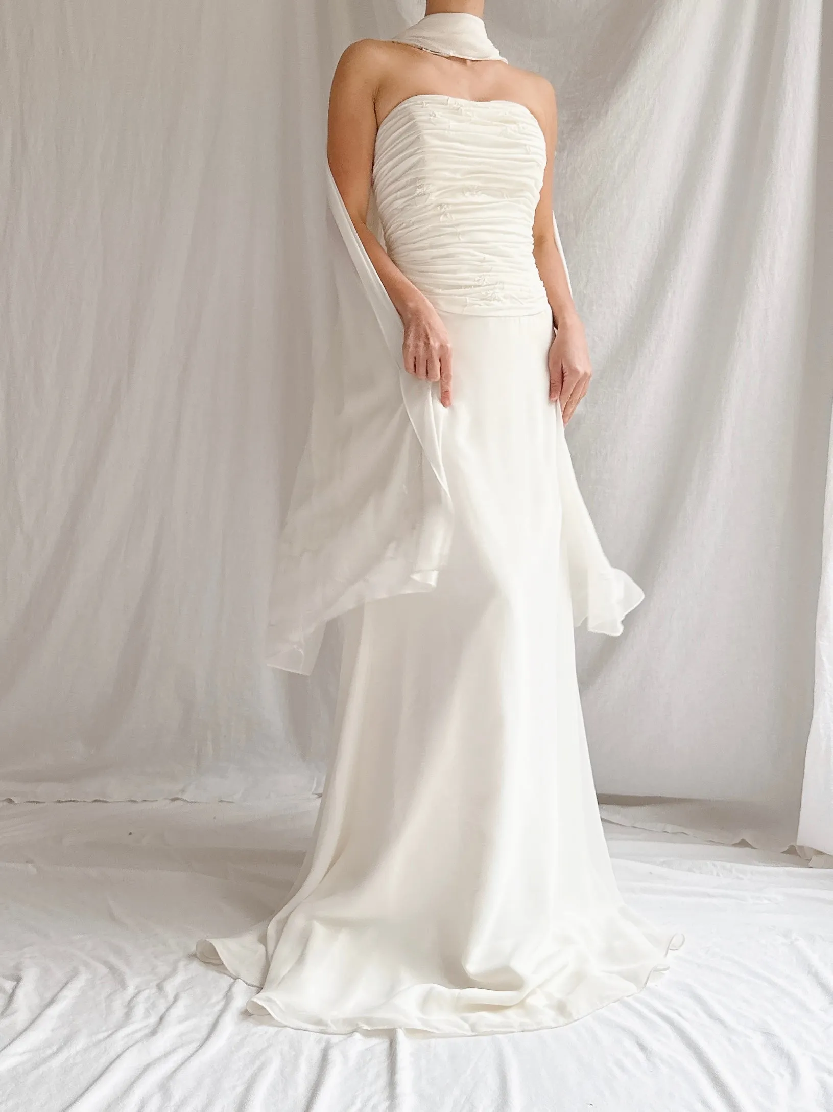Vintage Chiffon Beaded Dress - M