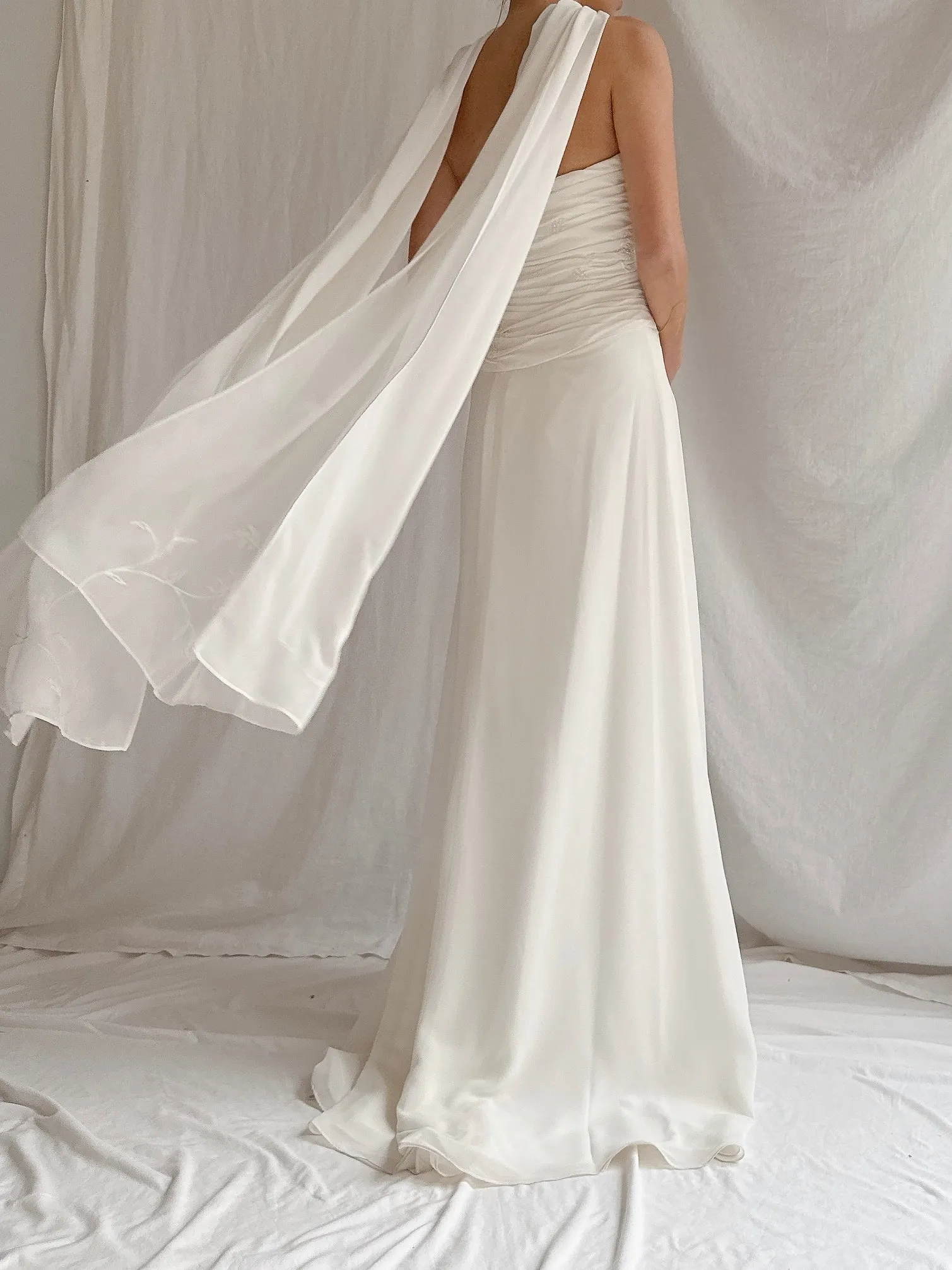 Vintage Chiffon Beaded Dress - M