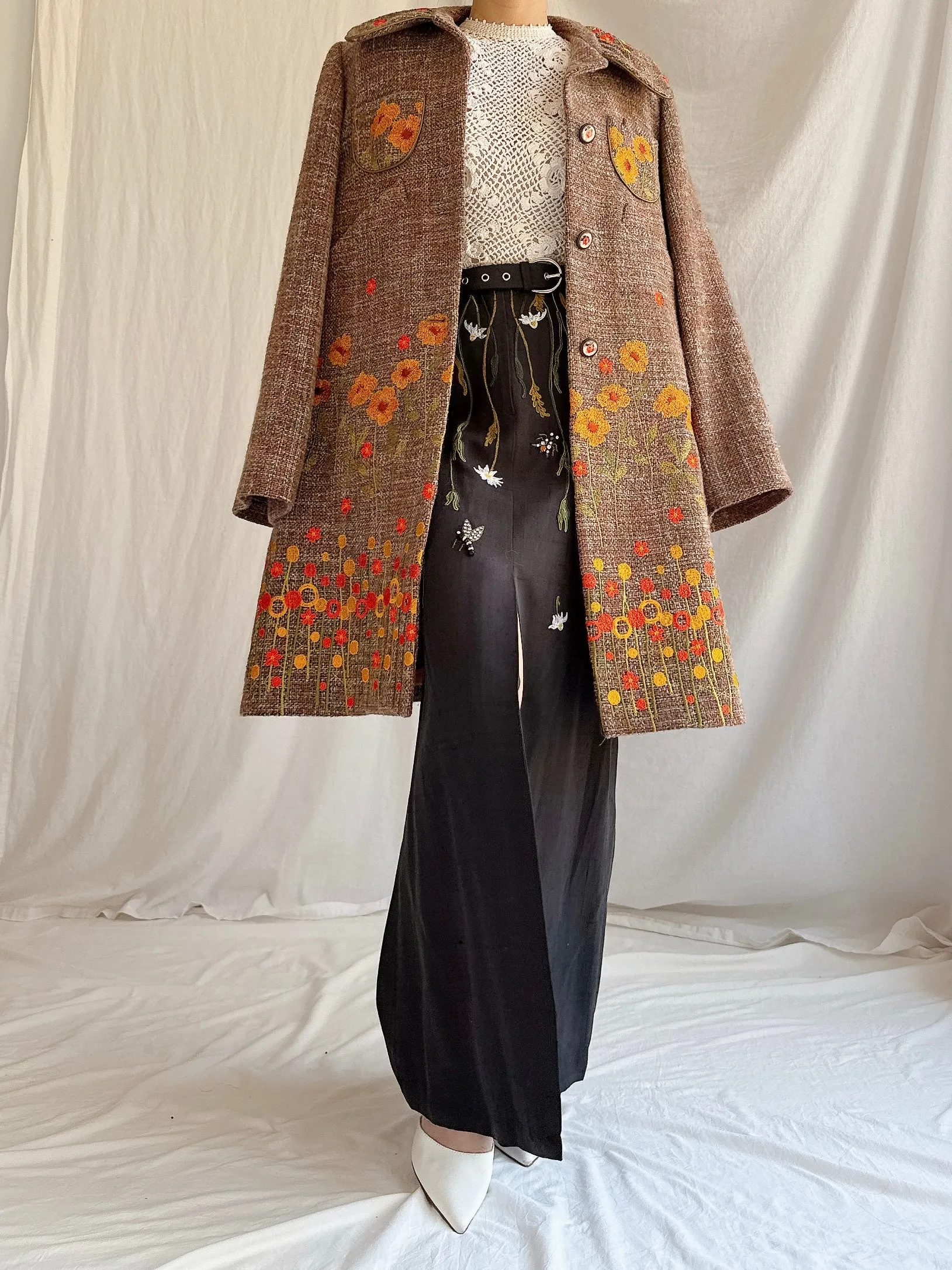 Vintage Cottonade Paris Embroidered Coat - M
