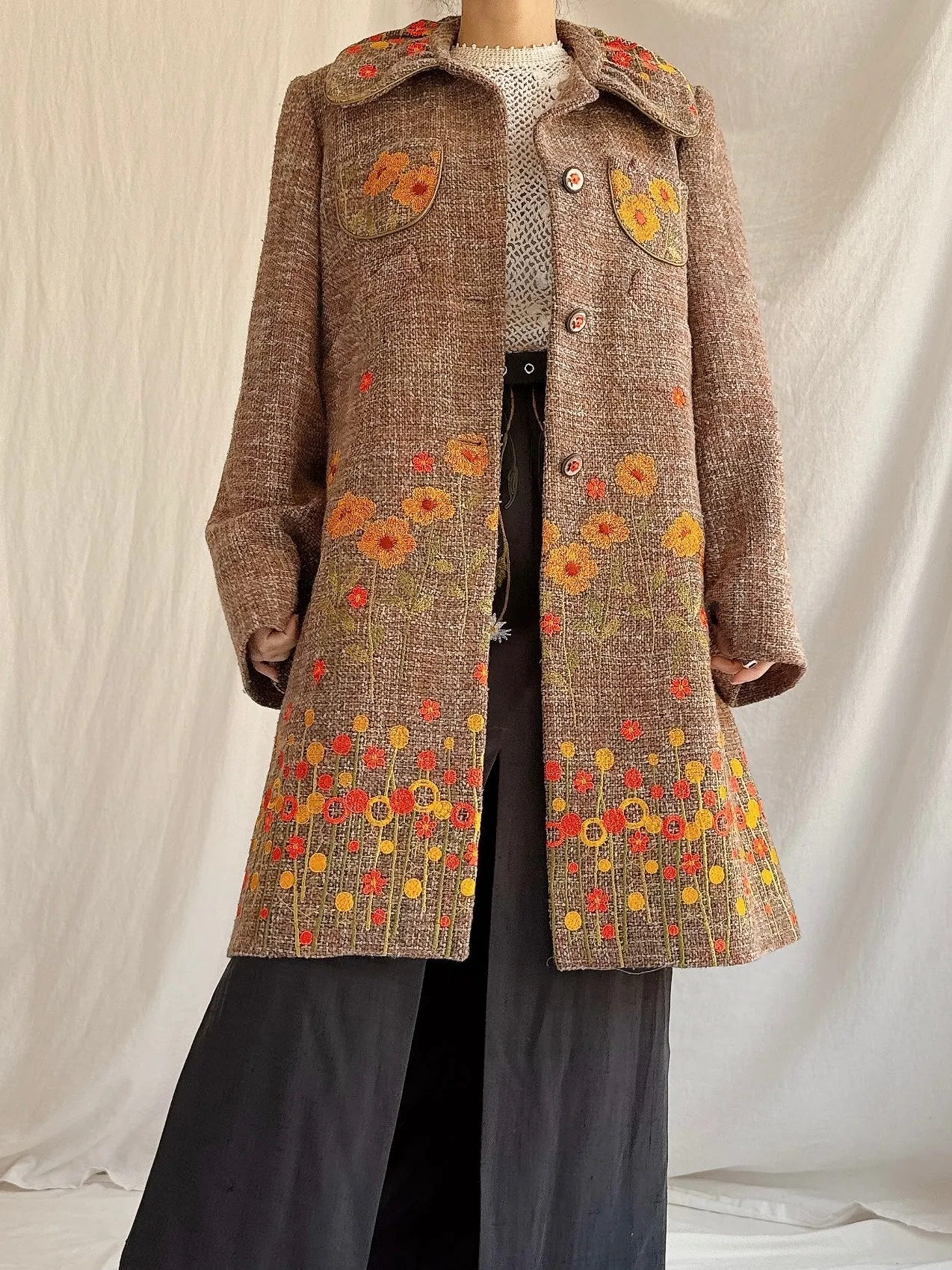 Vintage Cottonade Paris Embroidered Coat - M