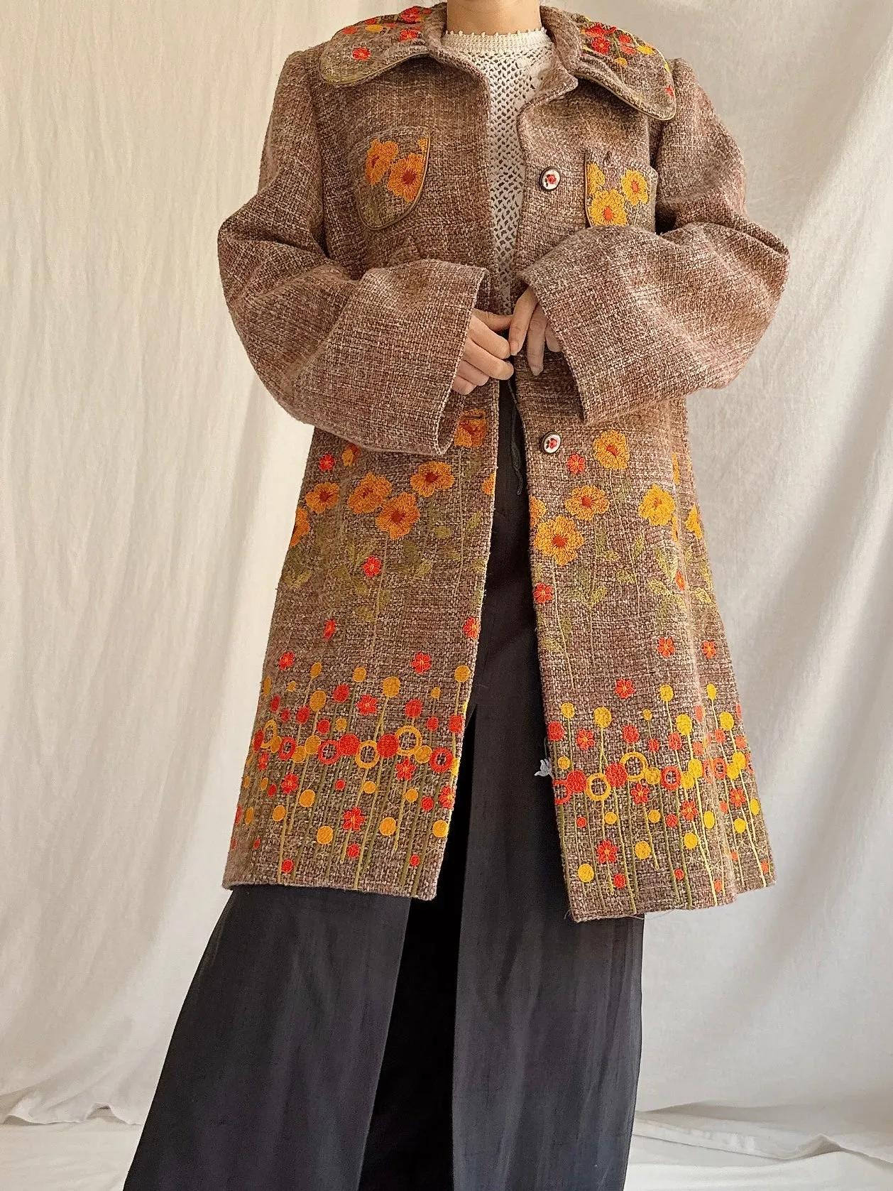 Vintage Cottonade Paris Embroidered Coat - M
