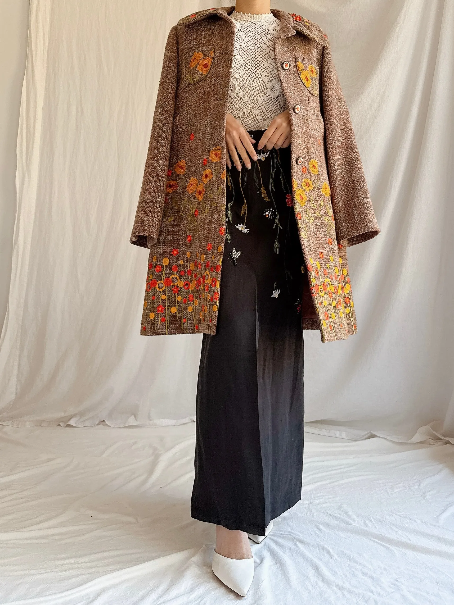 Vintage Cottonade Paris Embroidered Coat - M