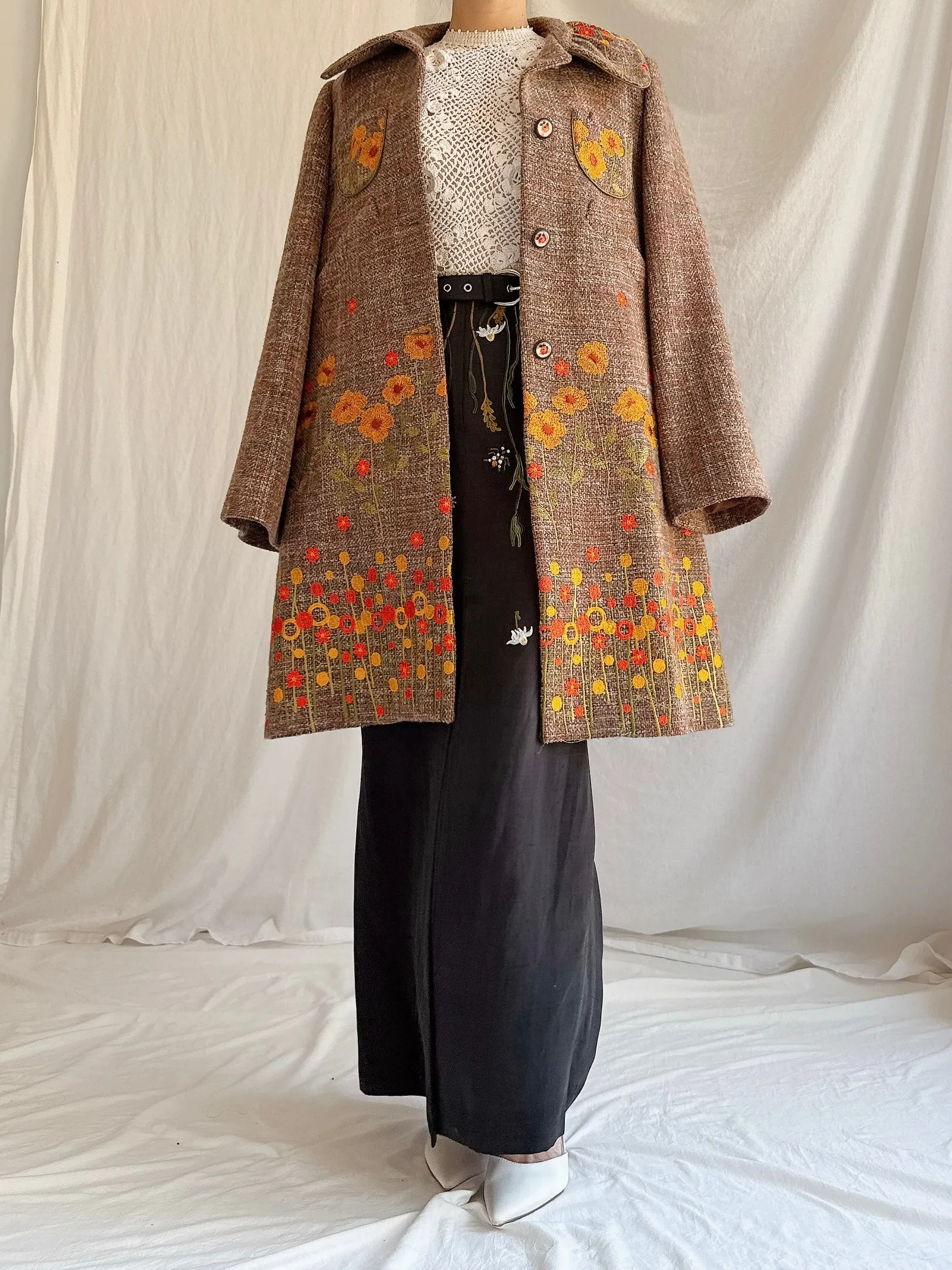 Vintage Cottonade Paris Embroidered Coat - M