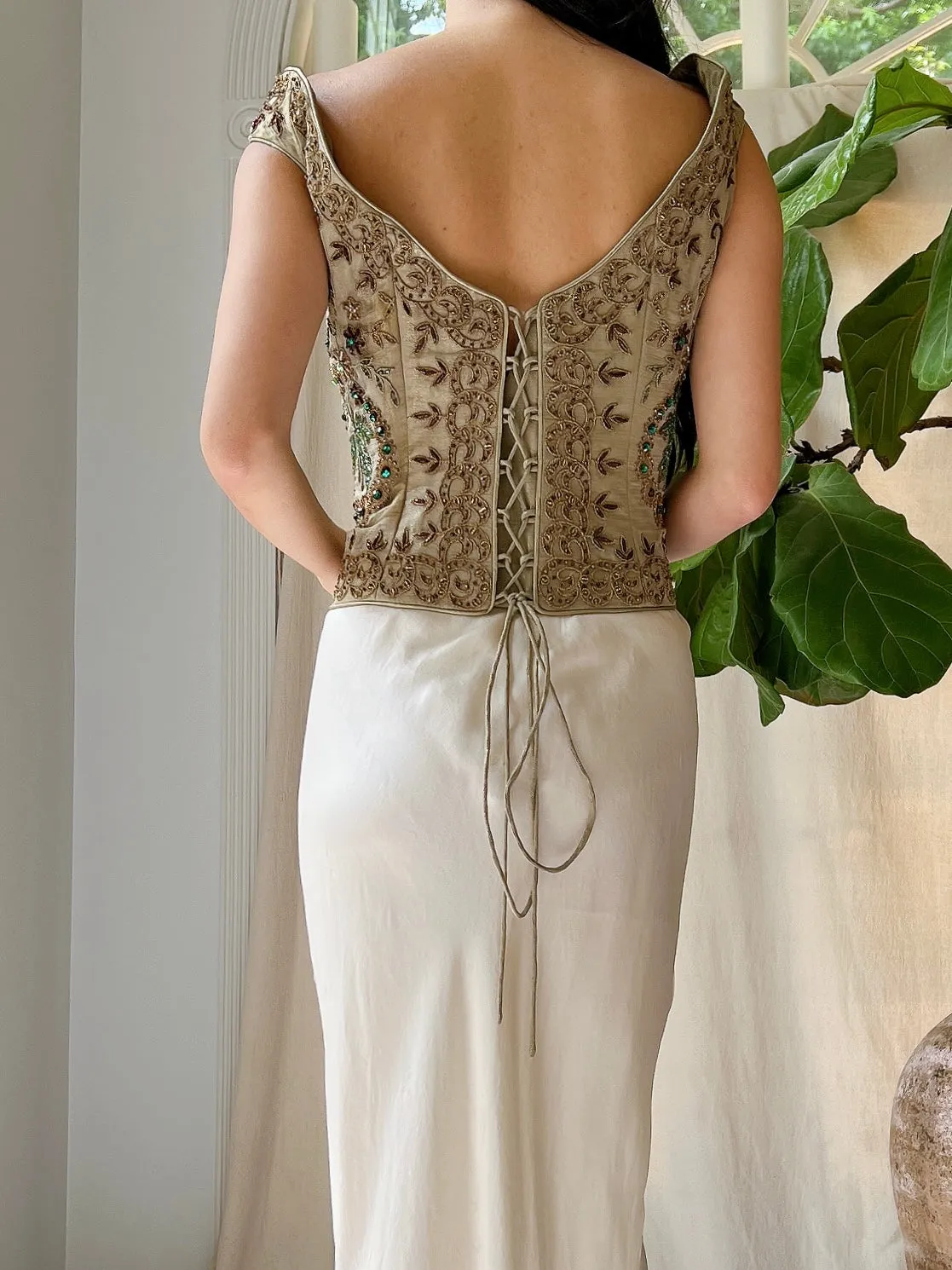 Vintage Embroidered Bustier - L