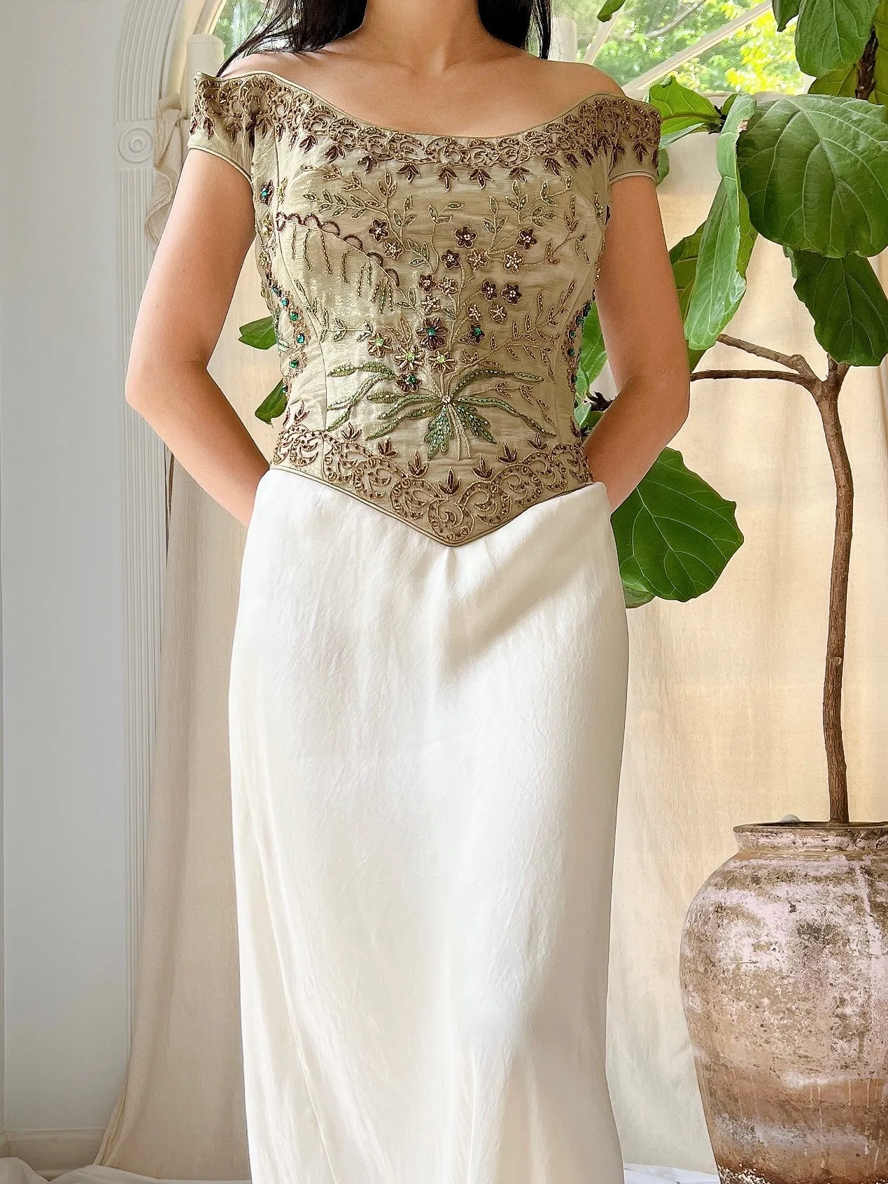 Vintage Embroidered Bustier - L
