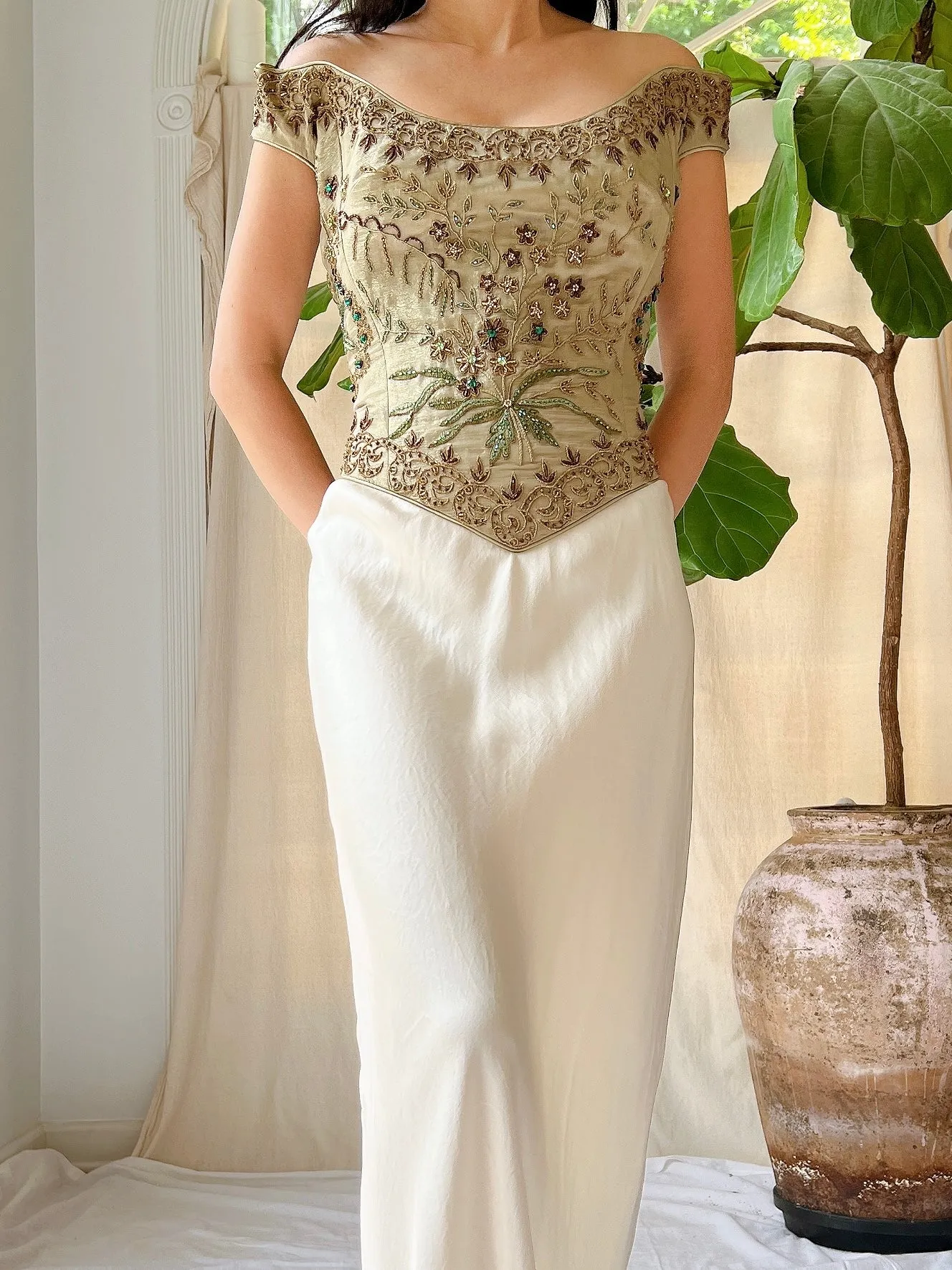Vintage Embroidered Bustier - L