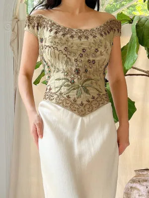 Vintage Embroidered Bustier - L
