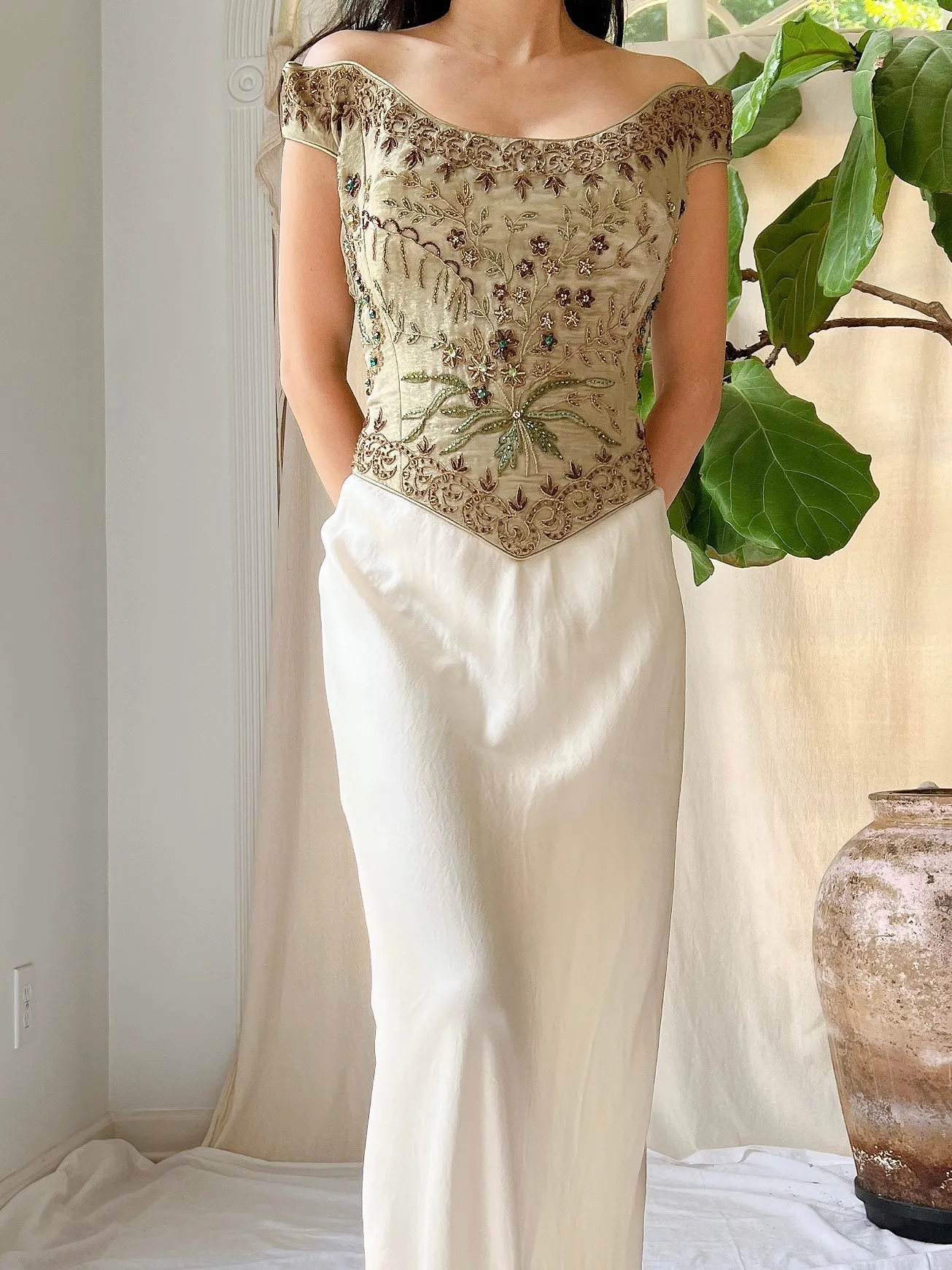 Vintage Embroidered Bustier - L
