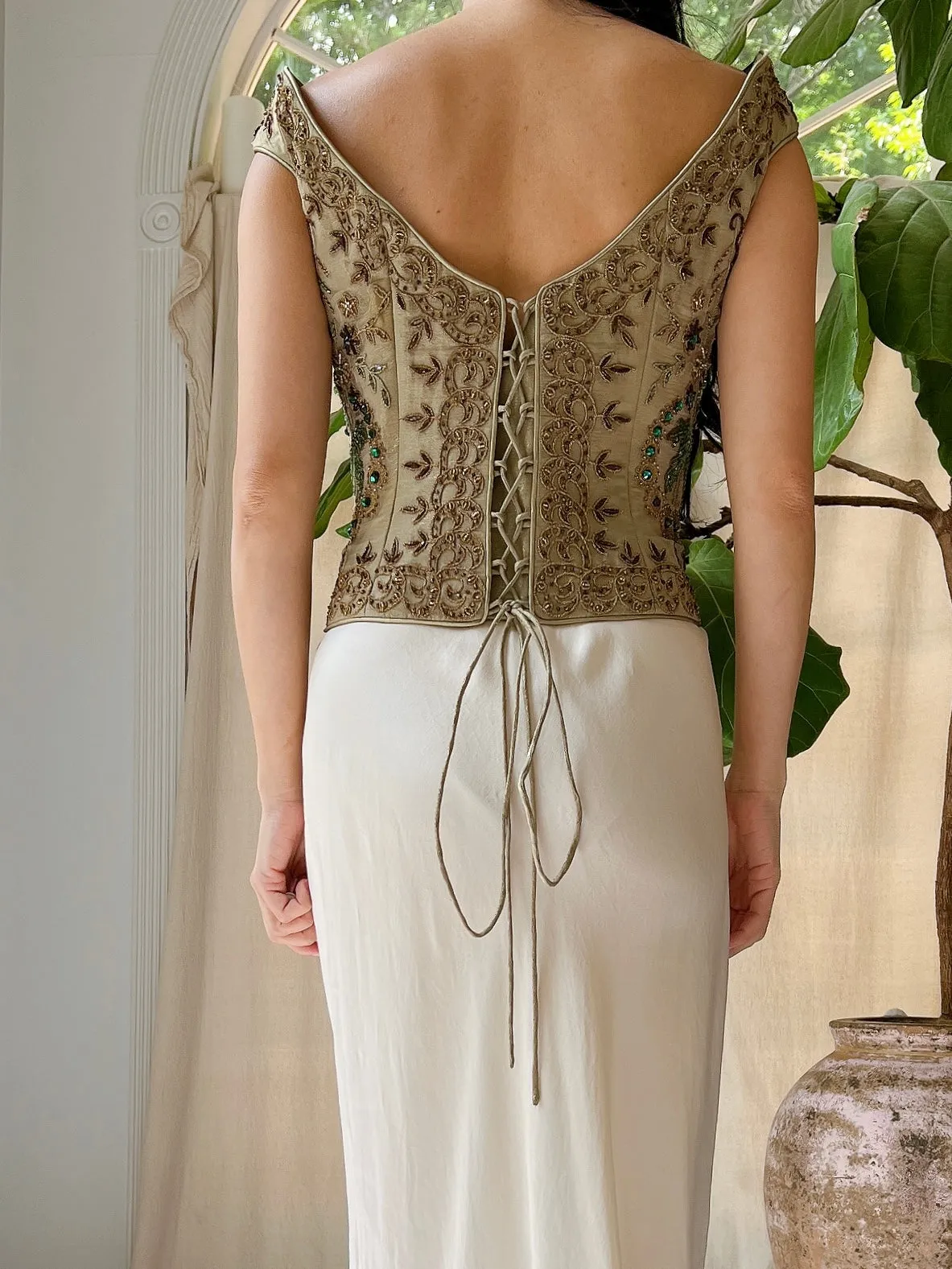Vintage Embroidered Bustier - L