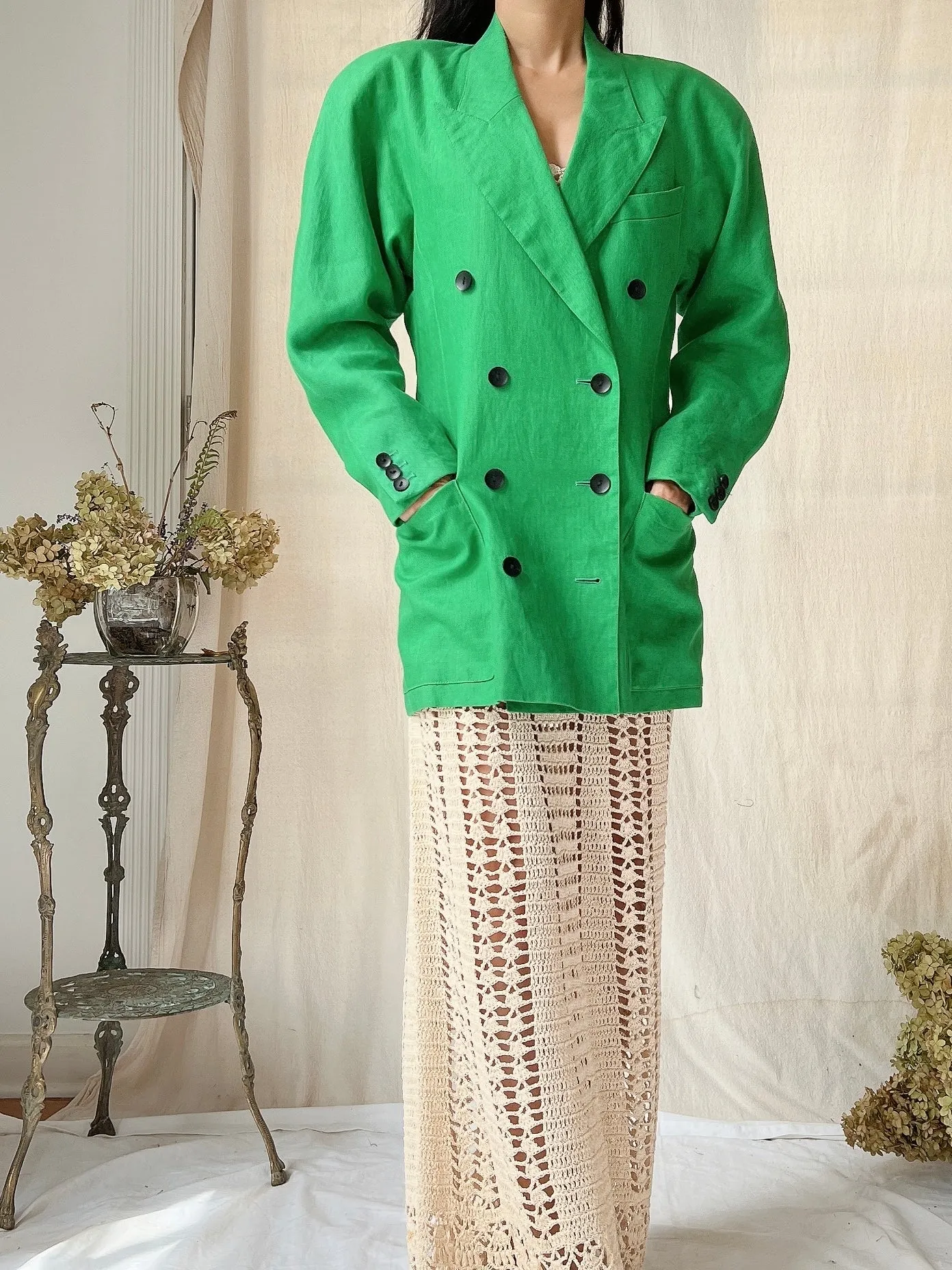 Vintage Escada Linen Jacket -  S/M