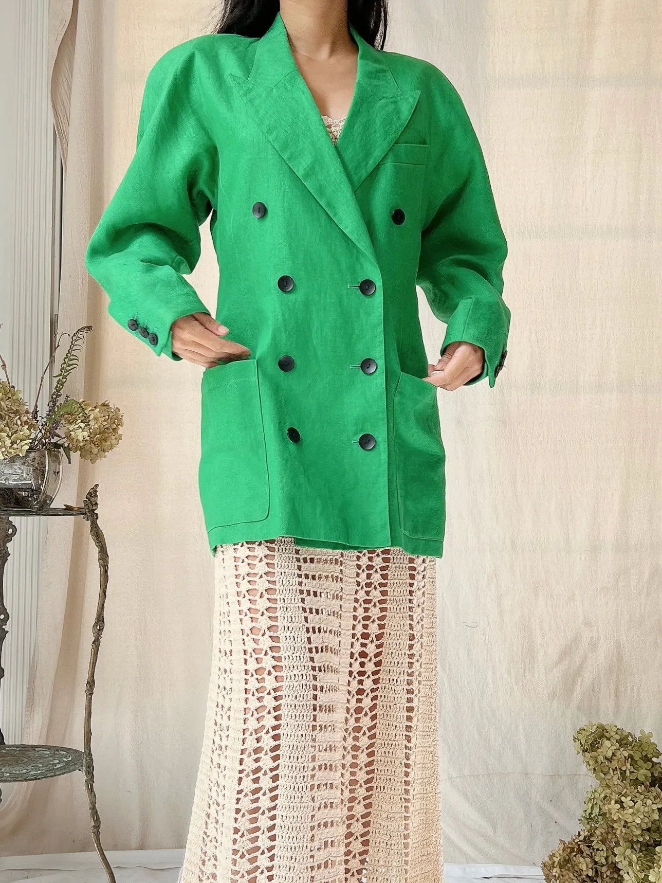 Vintage Escada Linen Jacket -  S/M