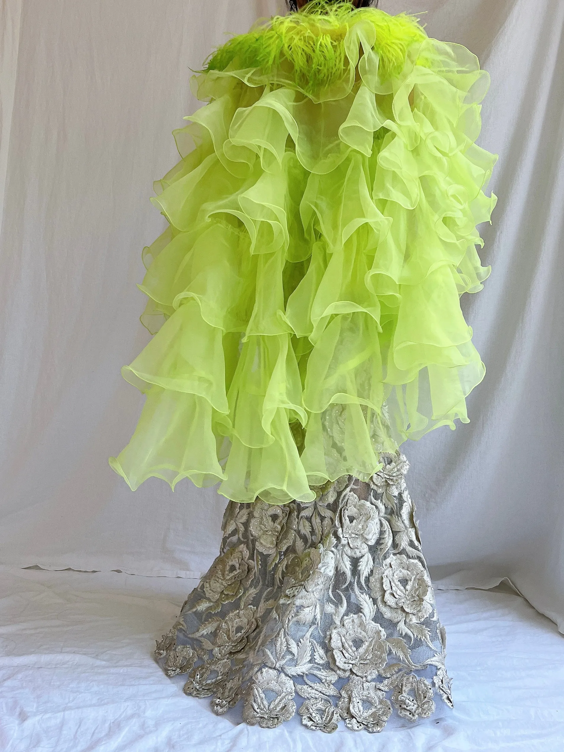Vintage Feather Ruffle Shawl - OSFA